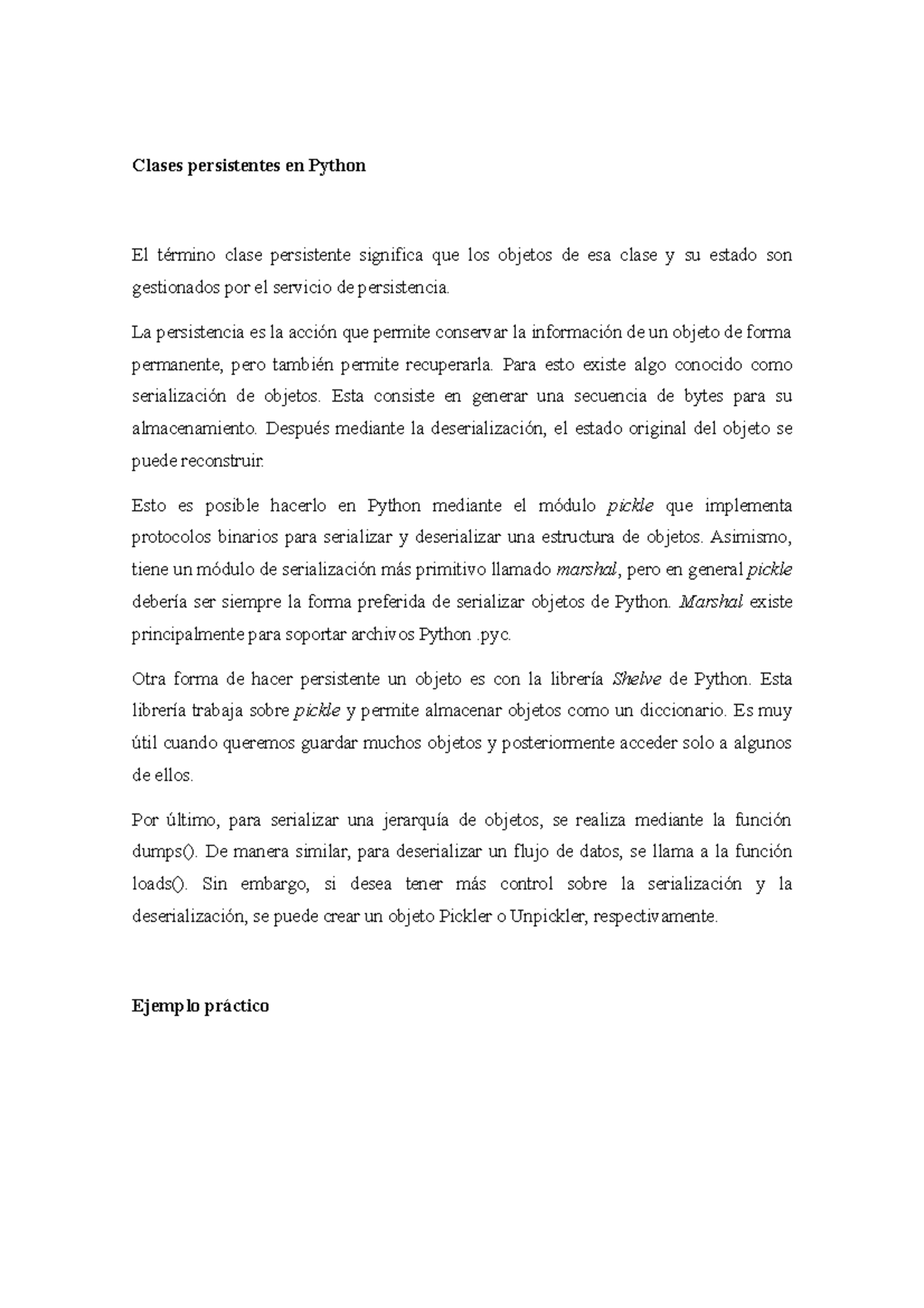 Clases persistentes en Python - La persistencia es la acción que ...