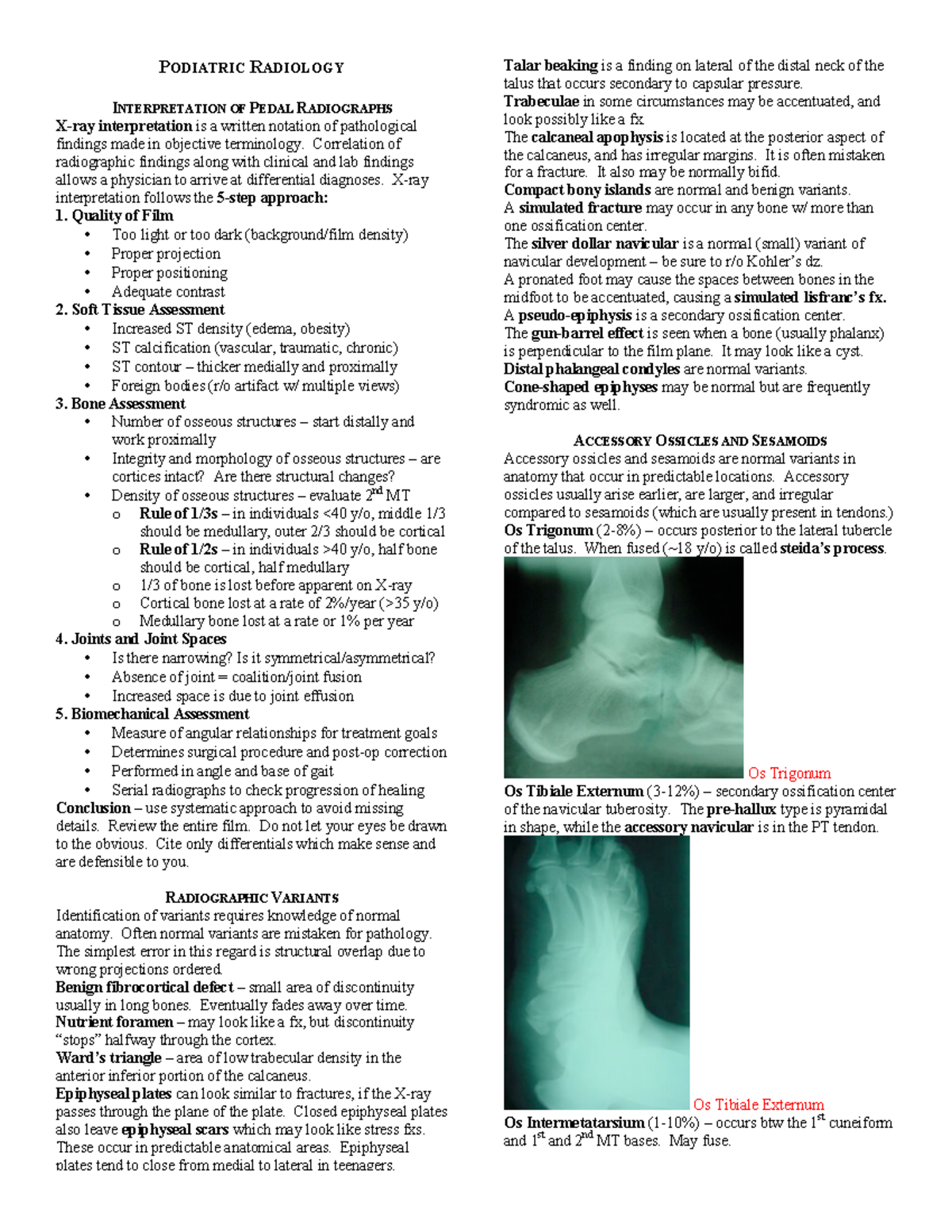 Radiology Notes Golden Mangold with pics - PODIATRIC RADIOLOGY ...