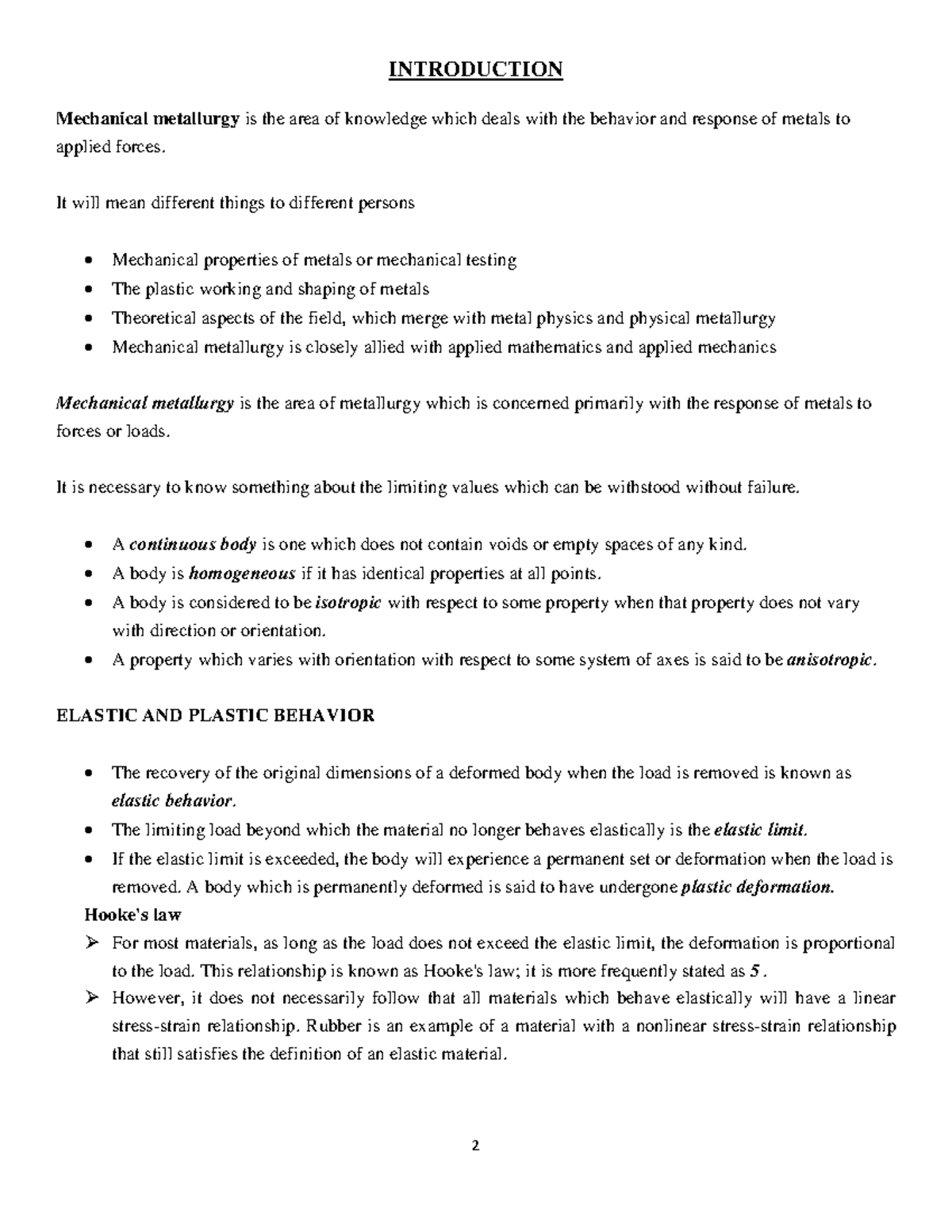 Metallurgy Fourth Sem Notes - Deformation Behavior of Metals ...