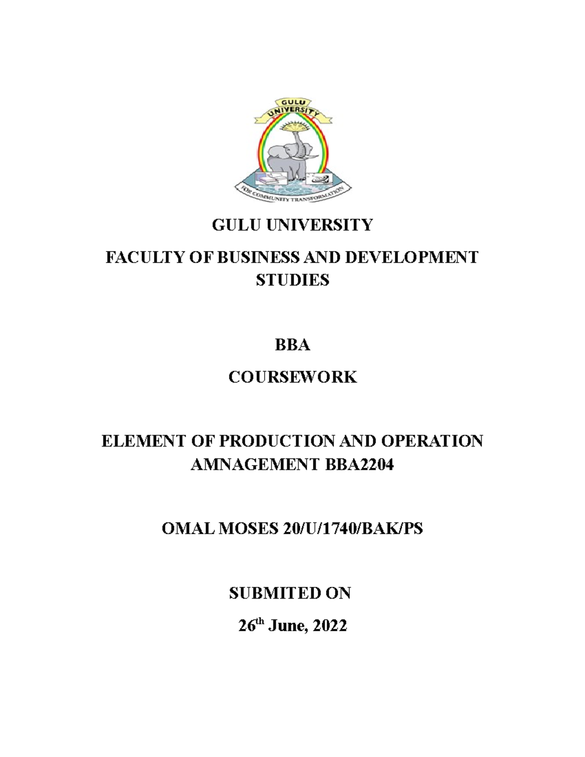 Jit2 - Summarize notes for just in time production - GULU UNIVERSITY ...