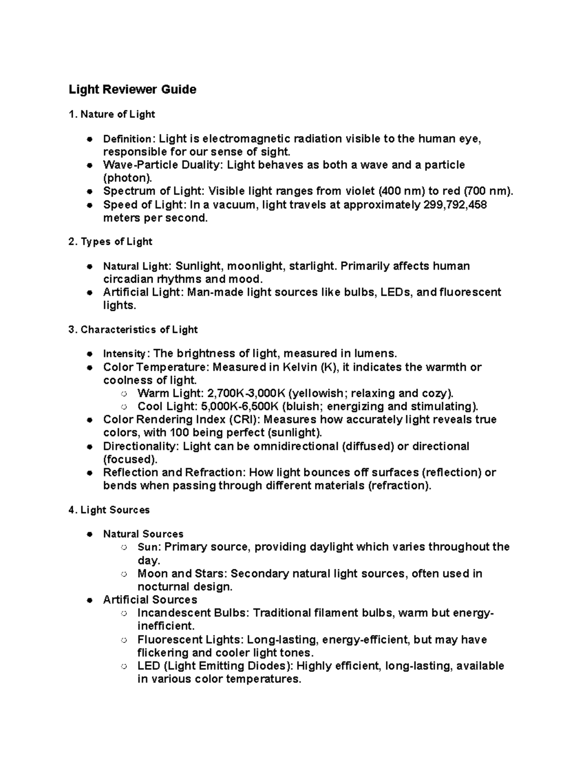 Reviewer 2 Light Light Reviewer Guide 1. Nature of Light Definition Light is