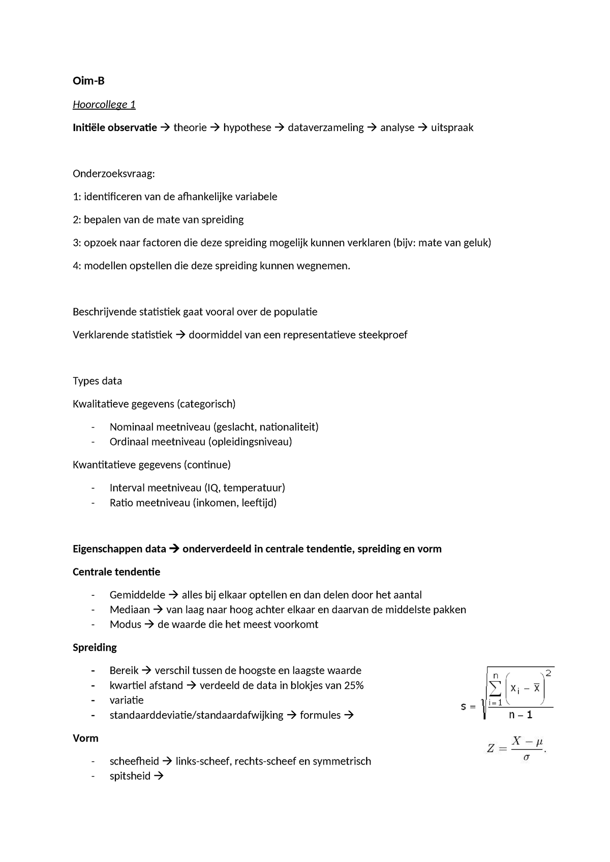 Aantekeningen Hoorcolleges - Oim-B Hoorcollege 1 Initiële Observatie ...