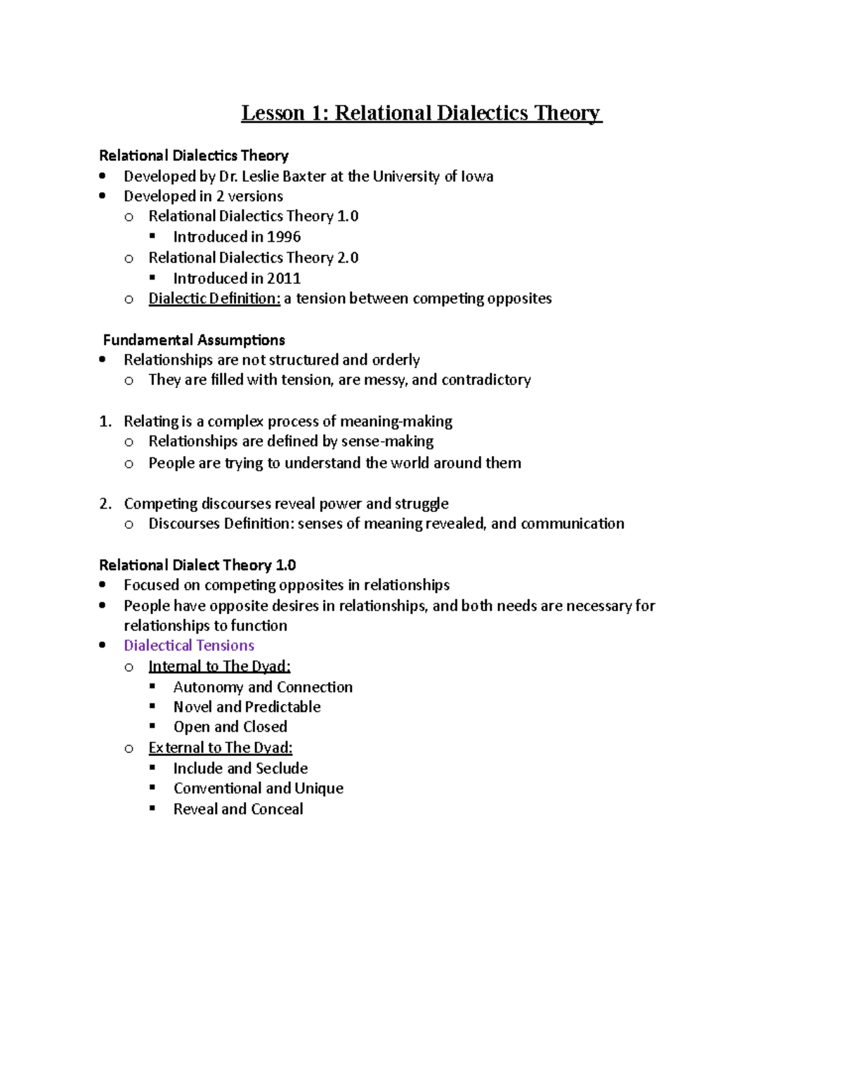 Relational dialectics theory lesson 1 relational dialectics theory 