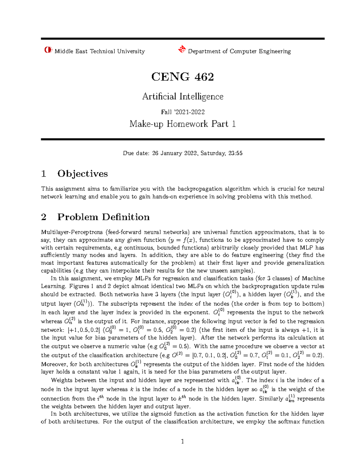 Ceng462 Make up homework Middle East Technical University