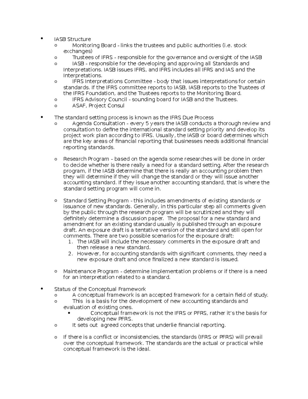 IASB Structure - stock exchanges) o Trustees of IFRS - responsible for ...