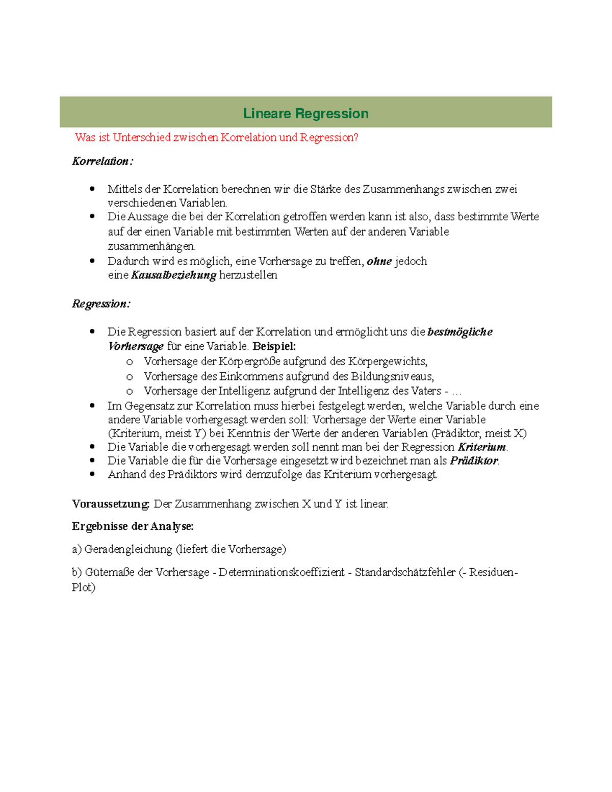 Forschungsmethoden Und Statistik Für Psychologen Und Sozialwissenschaftler Lineare Regression - Forschungsmethoden und Statistik für Psychologen
