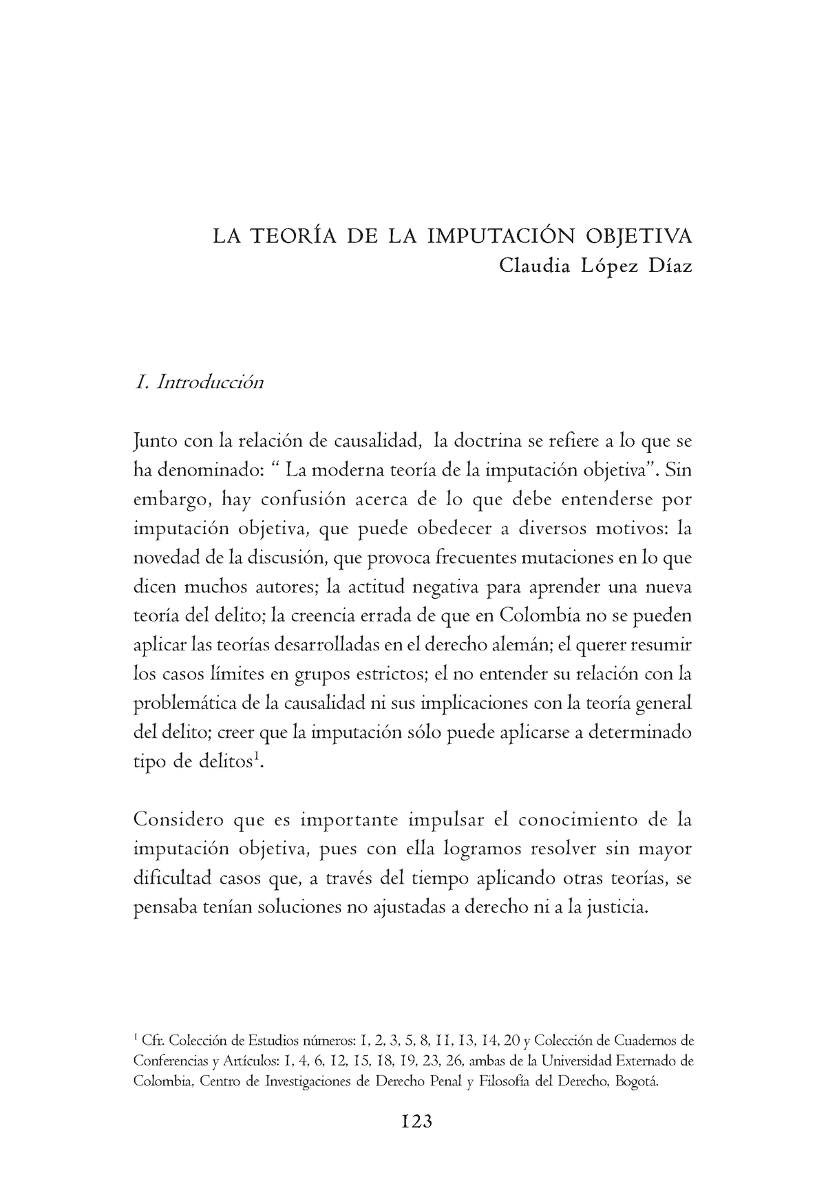 La Teoria De La Imputacion Objetiva - Claudia Lopez Diaz - I M P U T A ...