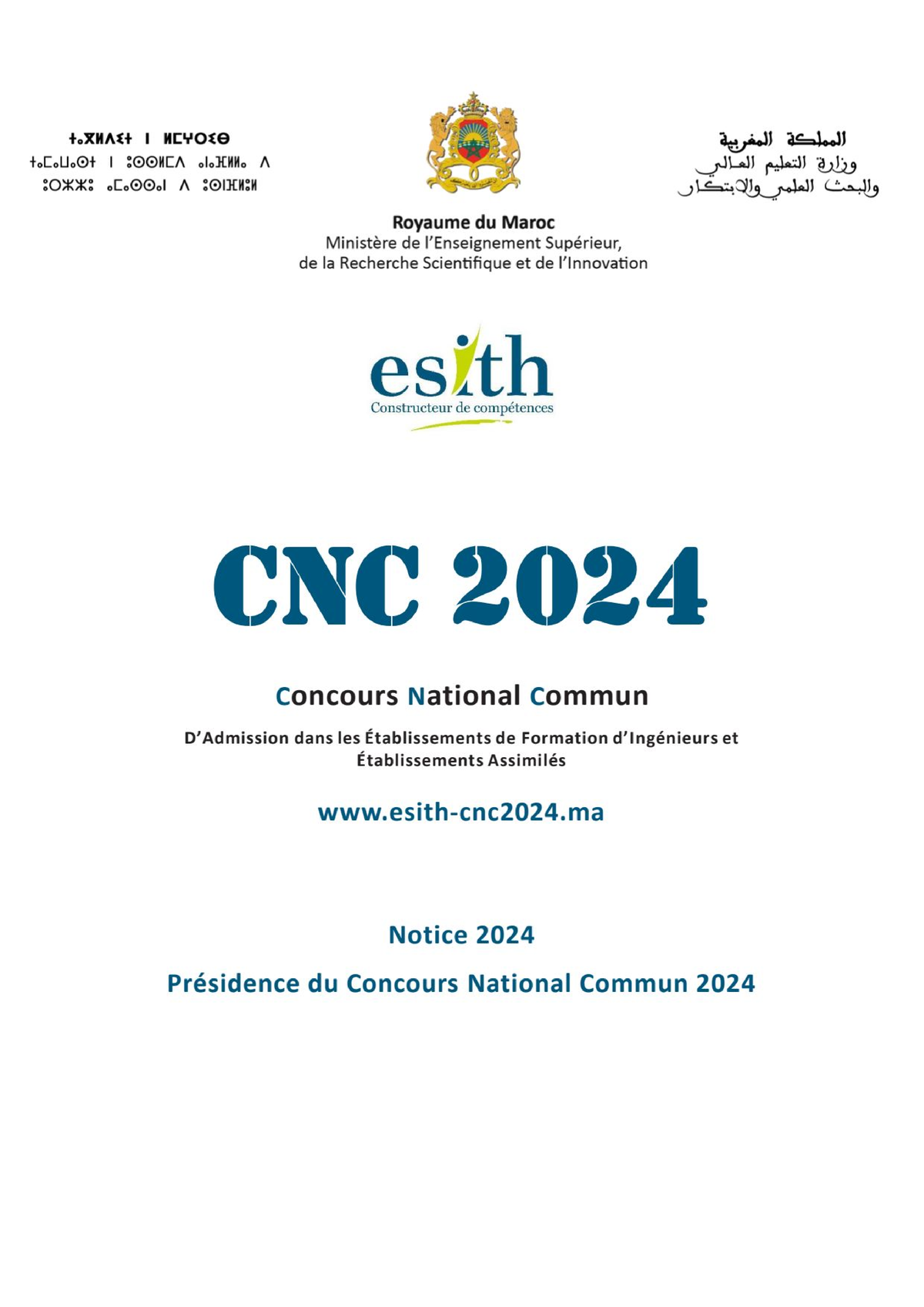 Notice CNC 2024 Esith concours du Celssa Studocu