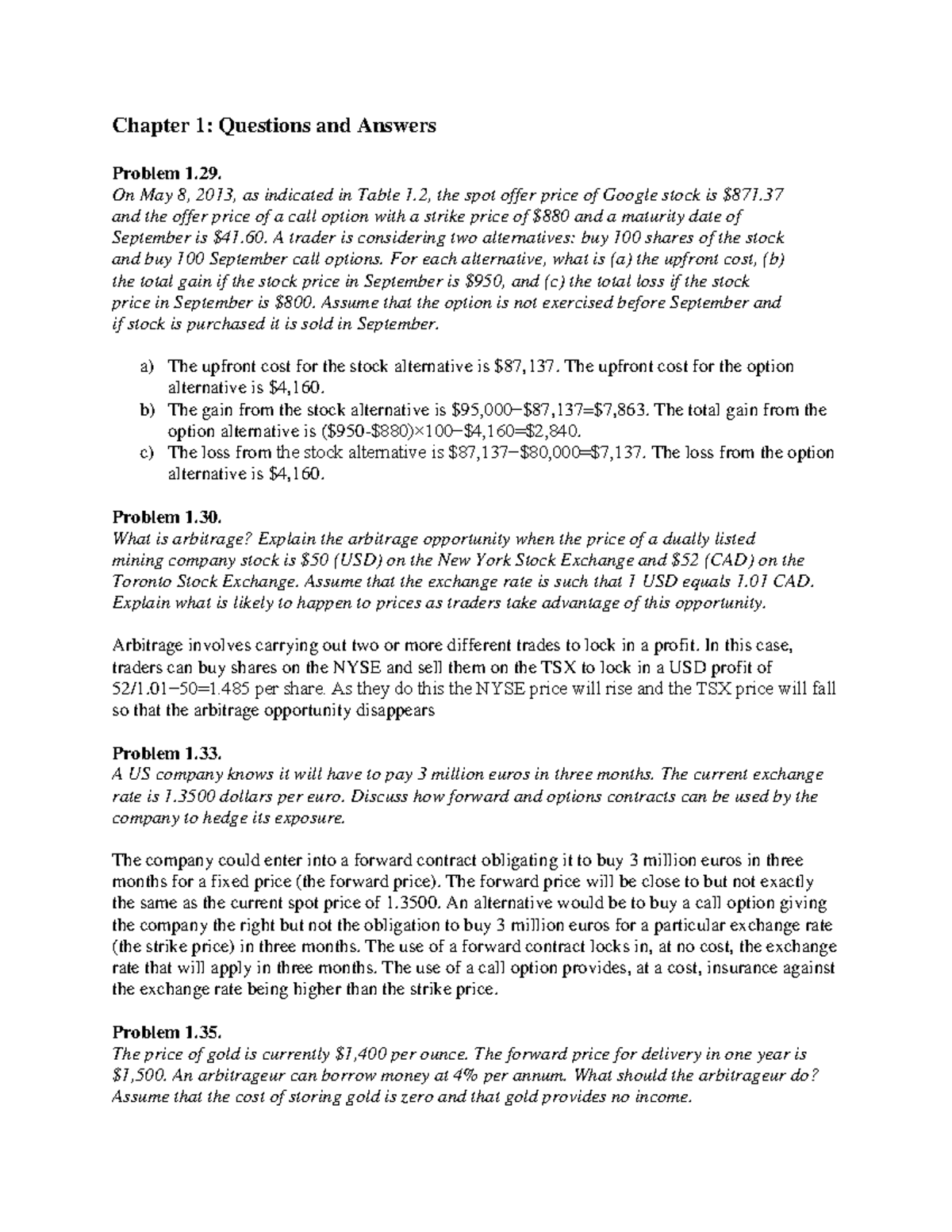 Sample Answers (Chapters 1,2,3,5) - Chapter 1: Questions and Answers ...