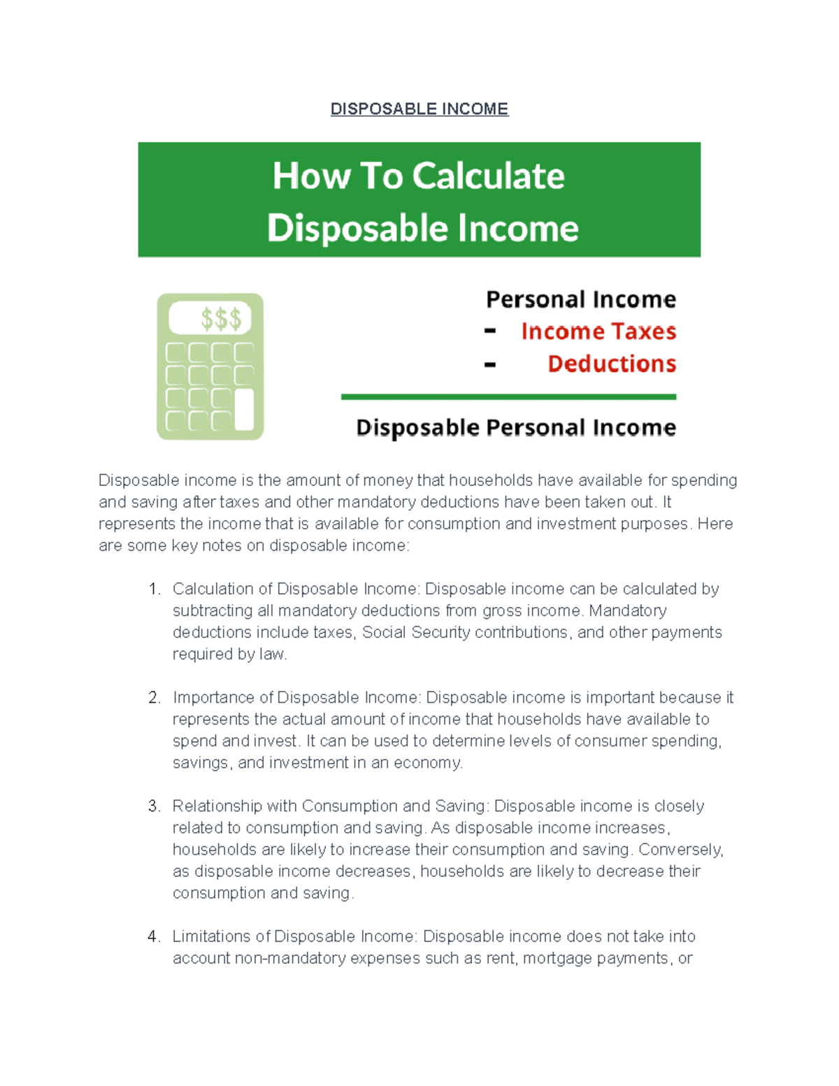 Disposable DISPOSABLE Disposable is the amount