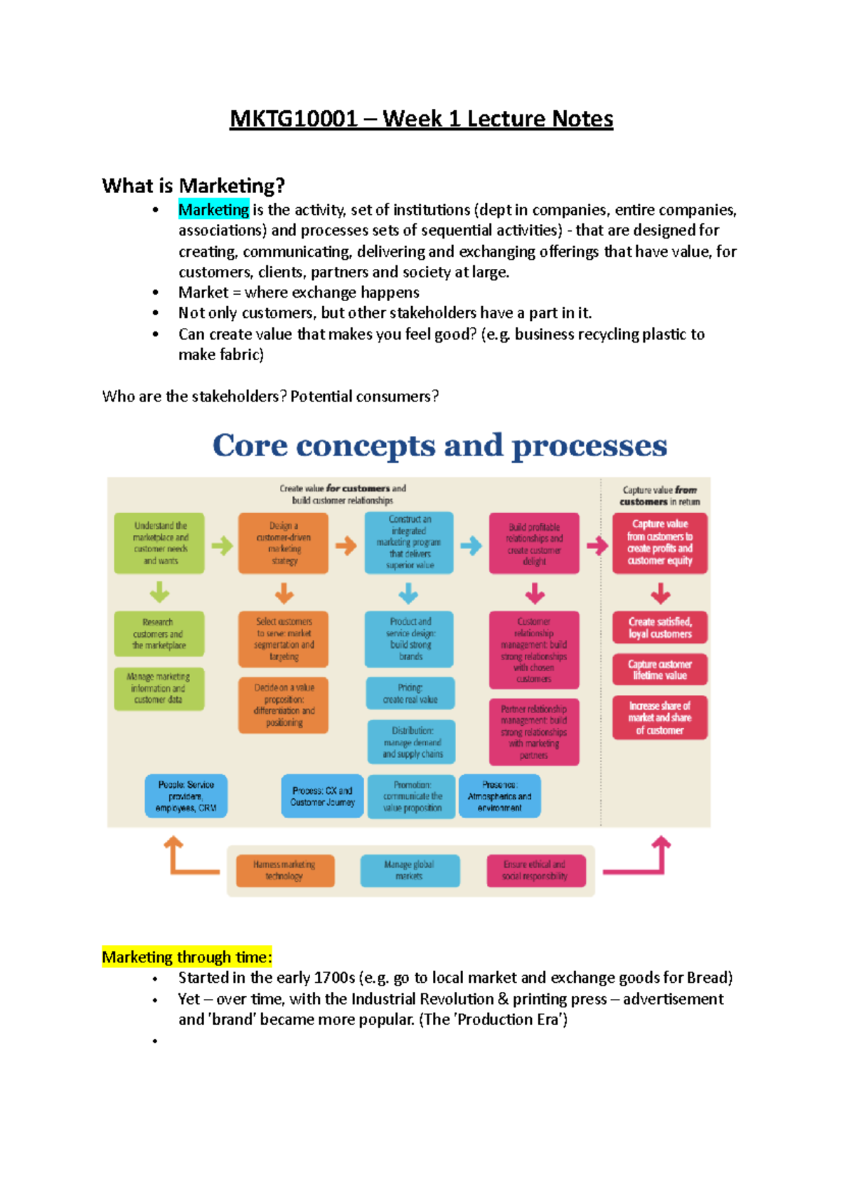 MKTG10001 - Week 1 Lecture Notes (marketing And Value) - MKTG10001 ...