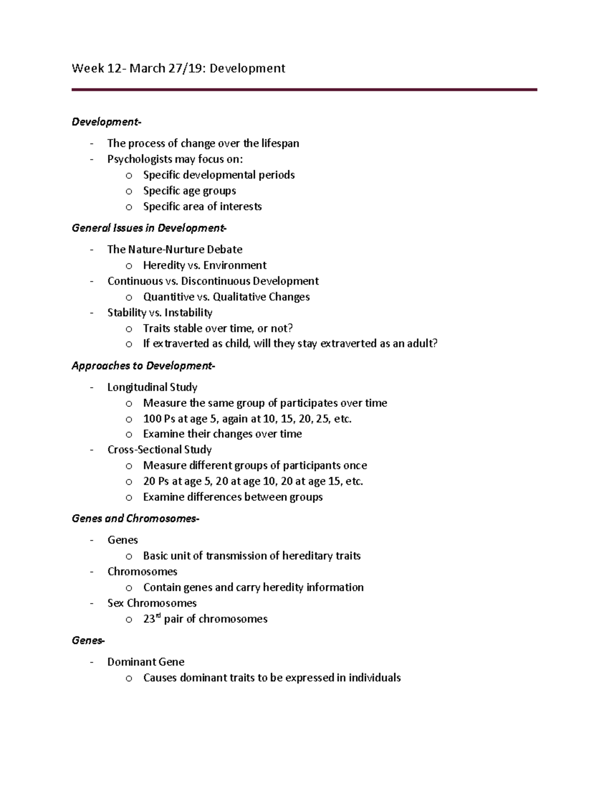Week 12- March 27 19 - Lecture notes 12 - Week 12- March 27/19 ...