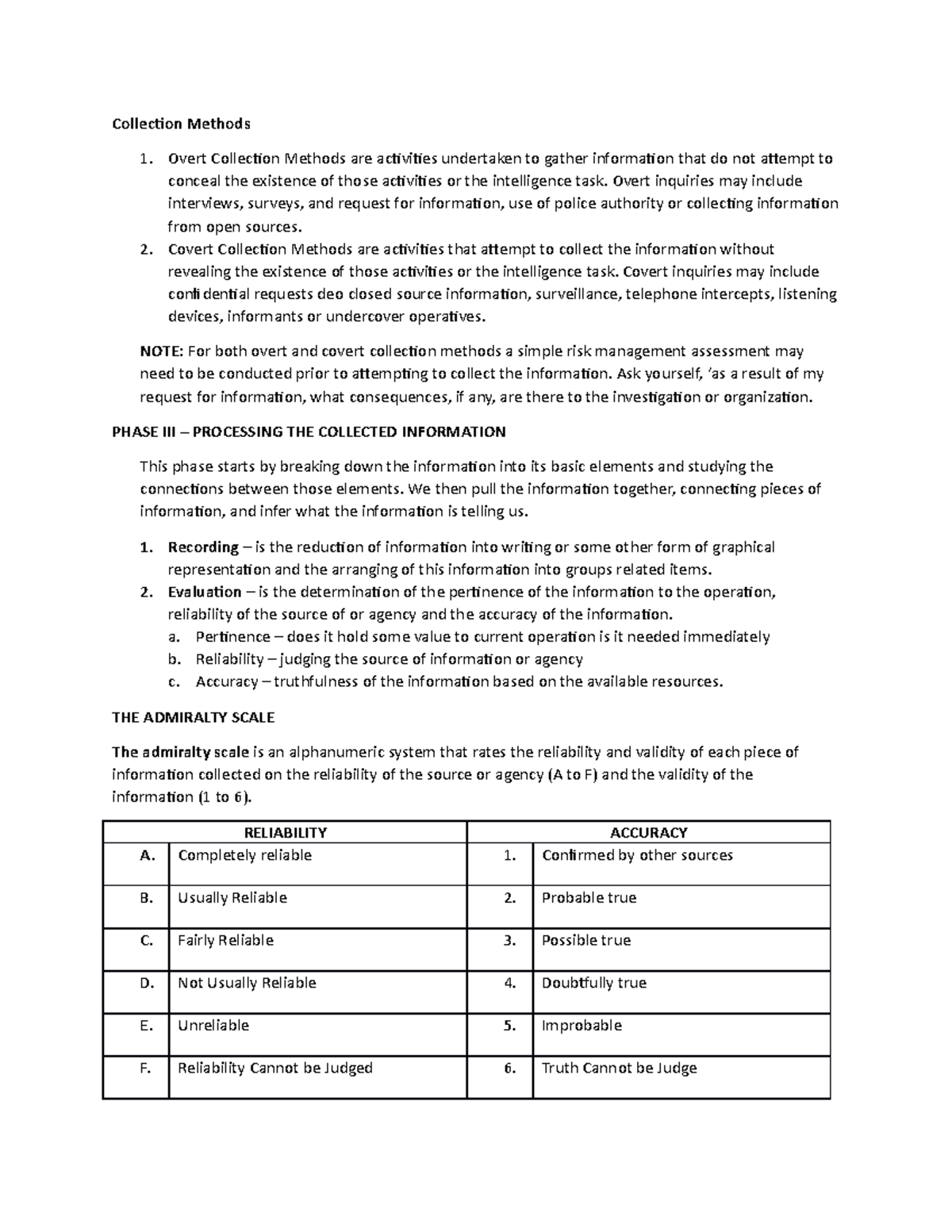 Lesson 4 - Collection Methods in Information - Collection Methods Overt ...