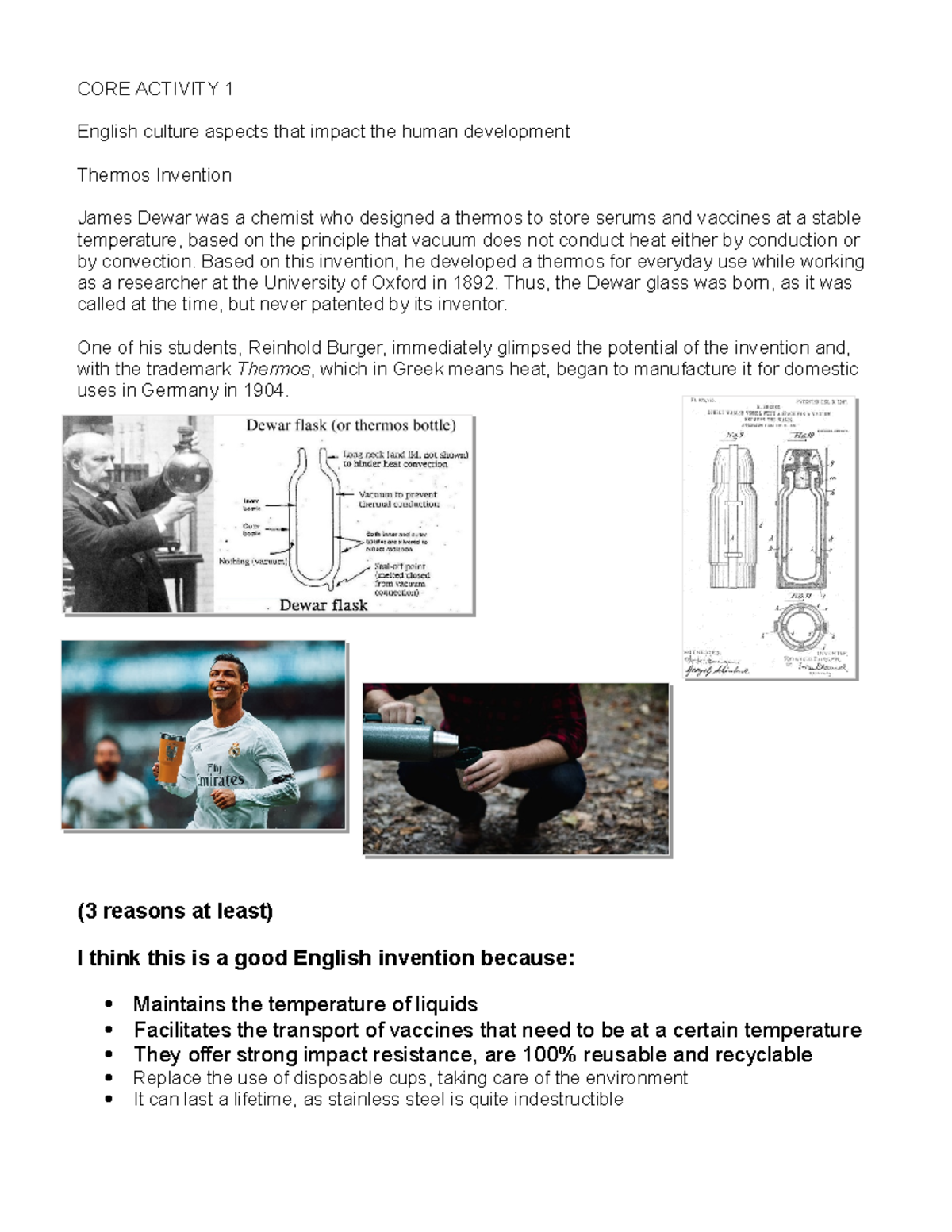 CORE Activity 1 Thermos - CORE ACTIVITY 1 English culture aspects that ...