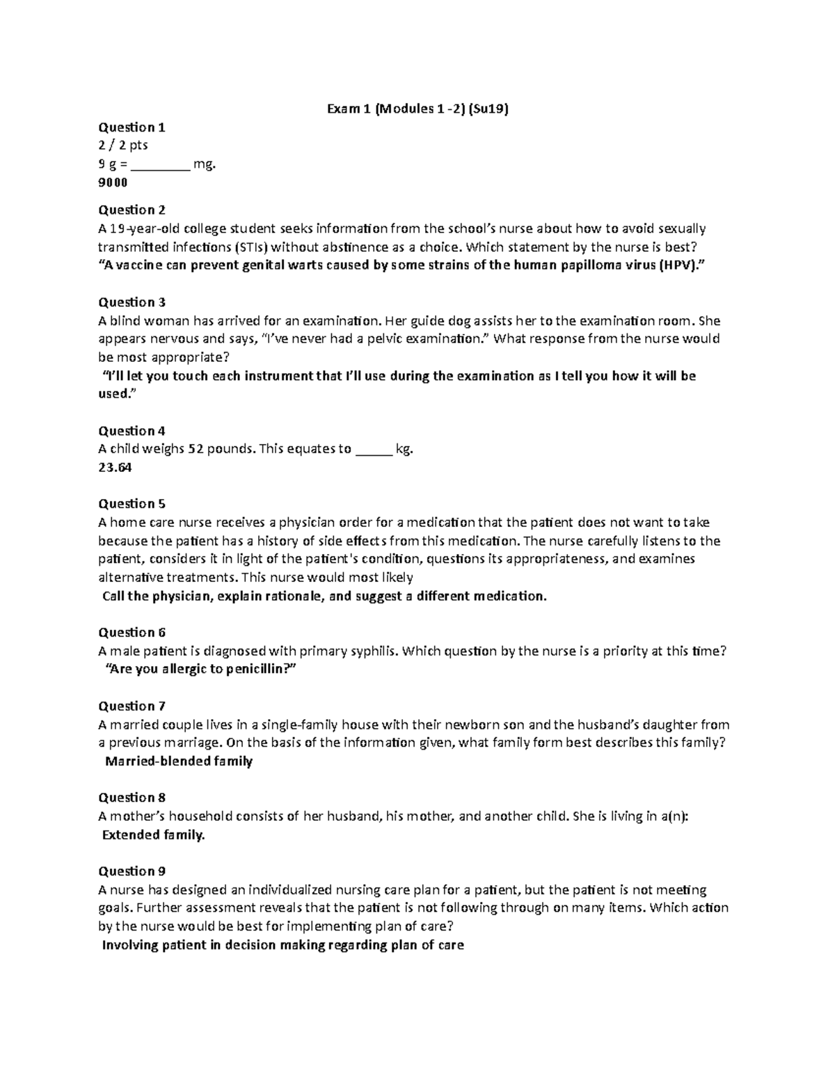 Exam 1 - Lecture Notes 1 - Exam 1 (Modules 1 -2) (Su19) Question 1 2 / ...