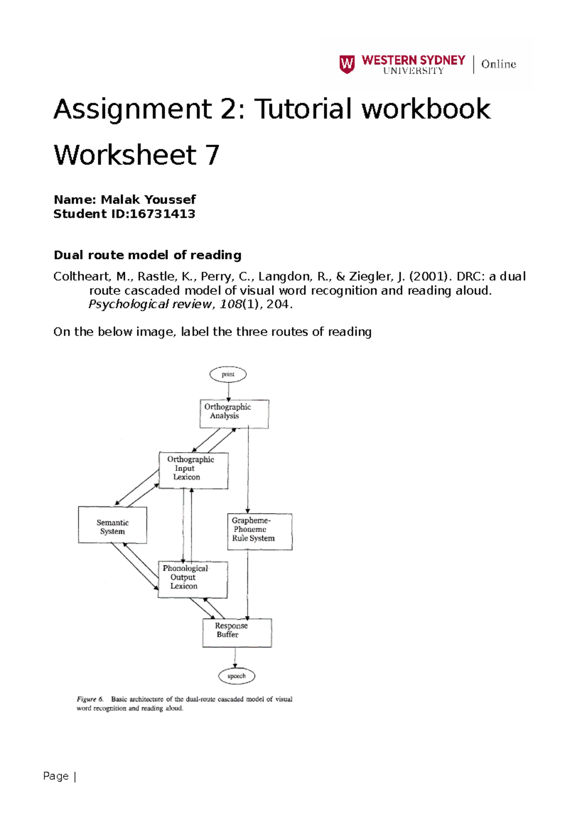 Worksheet 7 mod7 - Assignment 2: Tutorial workbook Worksheet 7 Name ...