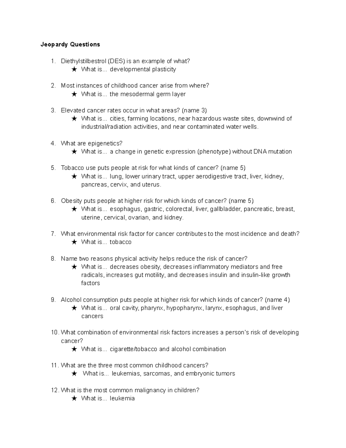 Patho Jeopardy Questions Cancer Jeopardy Questions 1