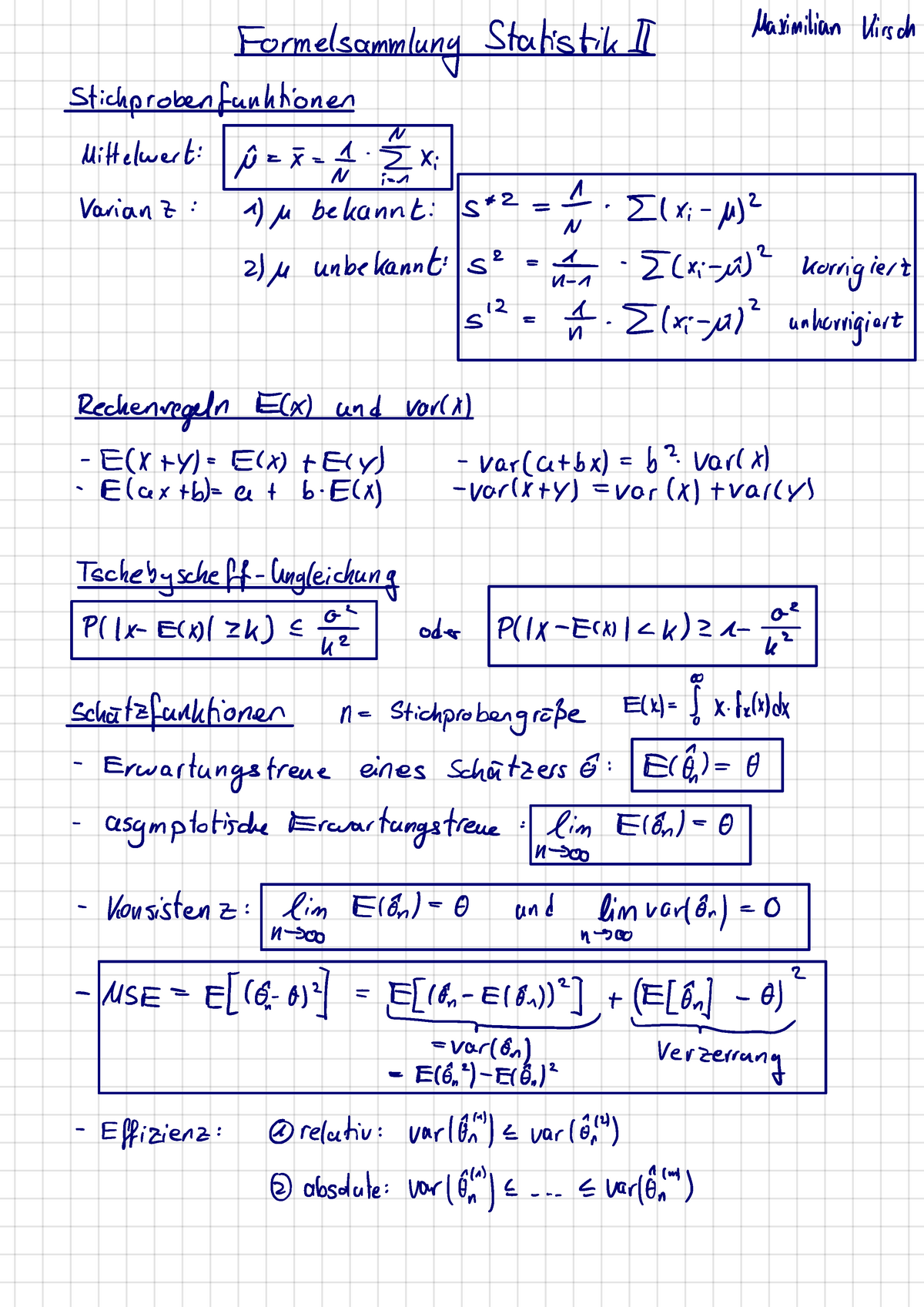 Formelsammlung Statistik II - Formel Statistik Sammlung Maximilian I ...