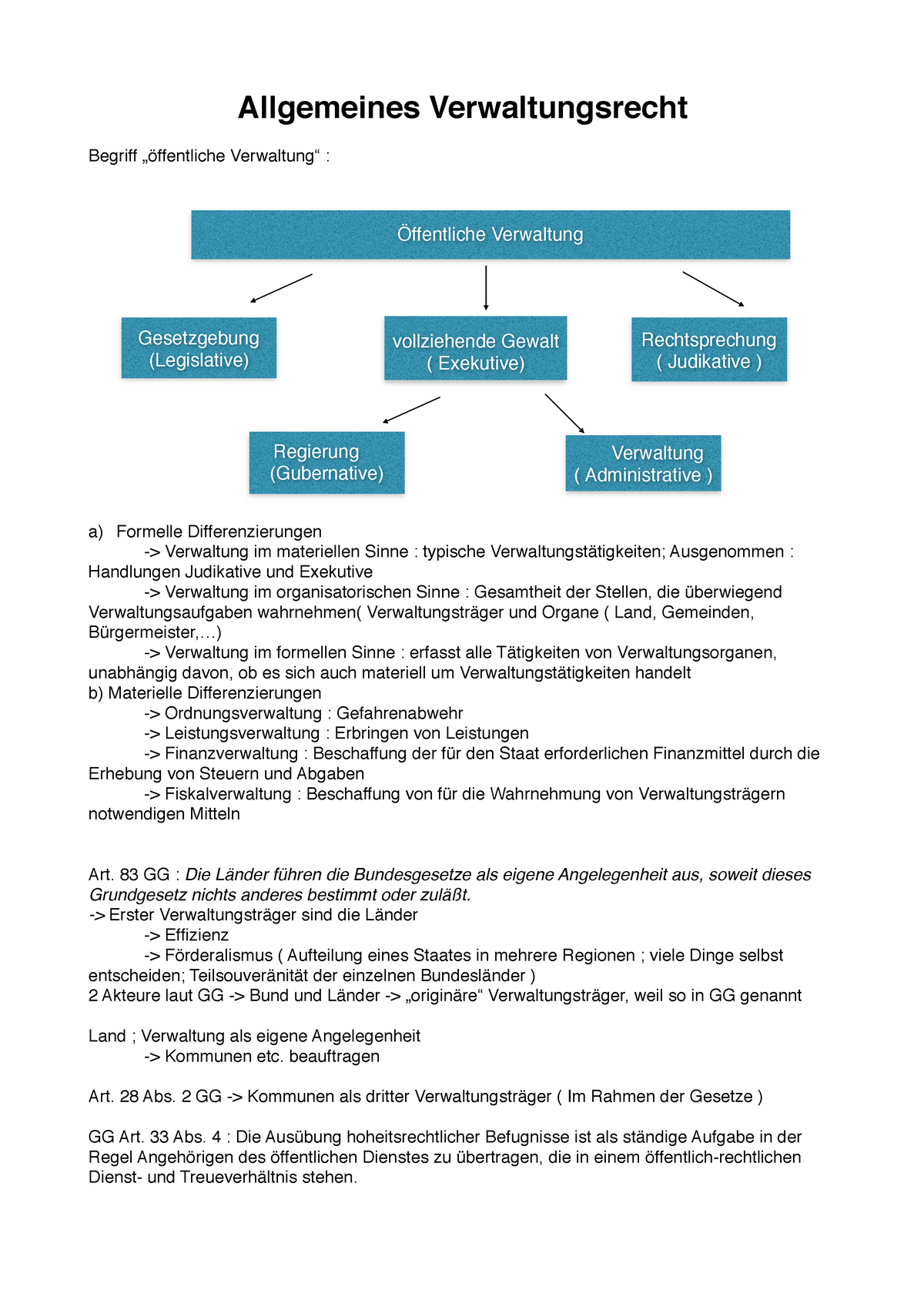 Begriff öffentliche Verwaltung - Allgemeines Verwaltungsrecht Begriff ...