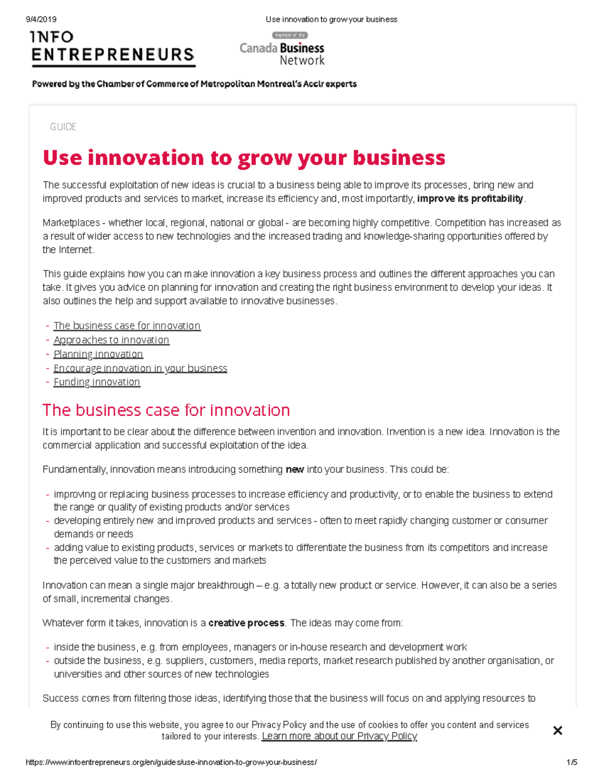 Use innovation to grow your business - GUIDE Use innovation to grow ...