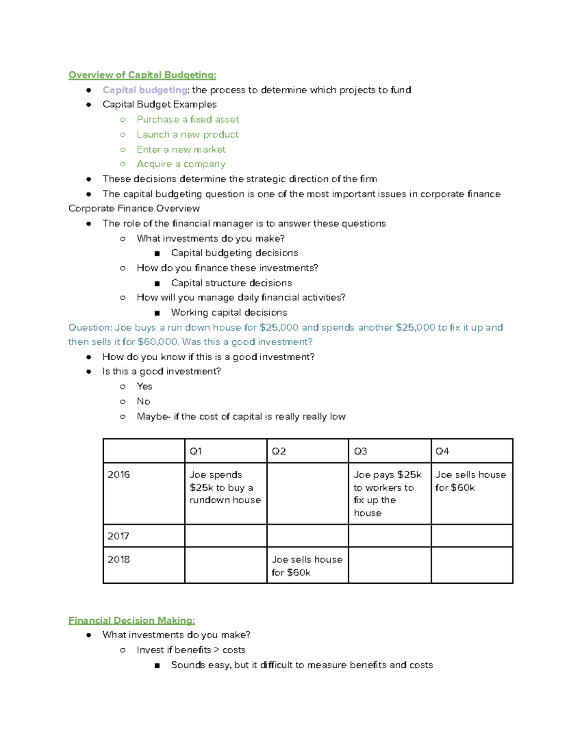 Overview of Capital Budgeting - Was this a good investment? How do you ...