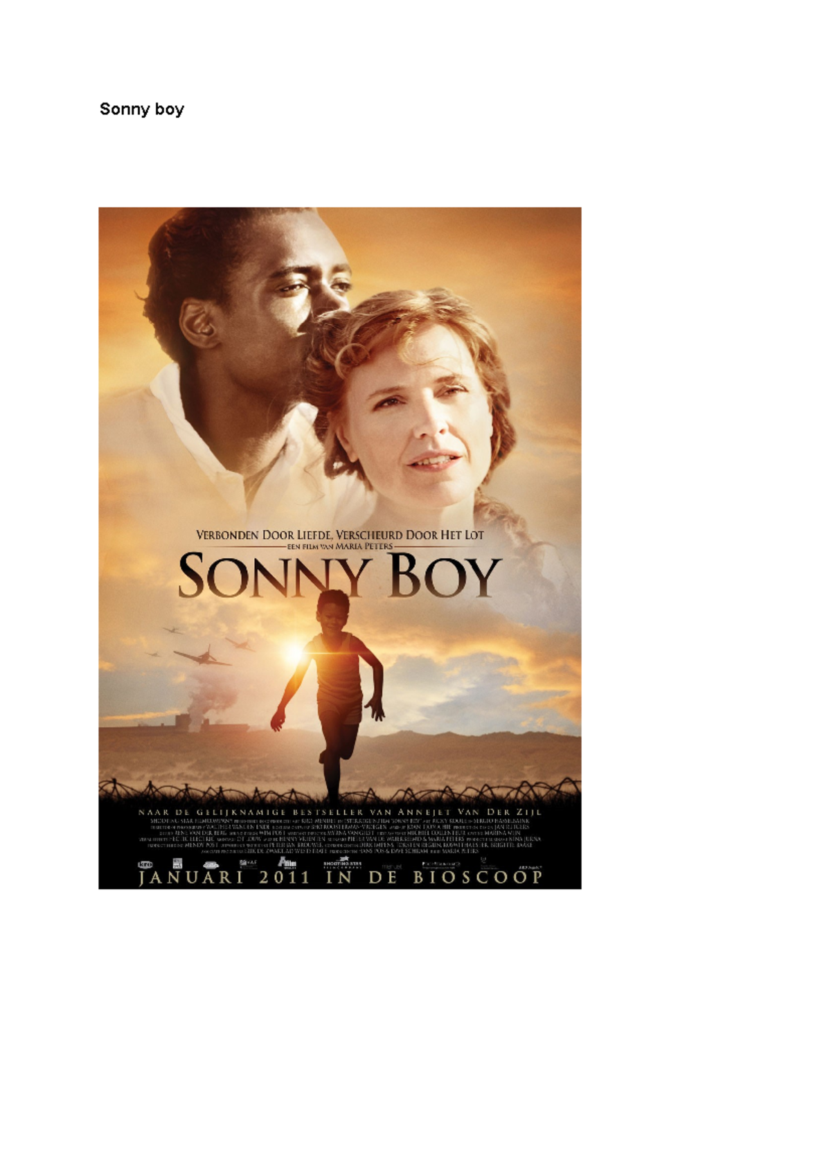 Sonny boy - Boekverslag en filmverslag met uitgebreide samenvatting