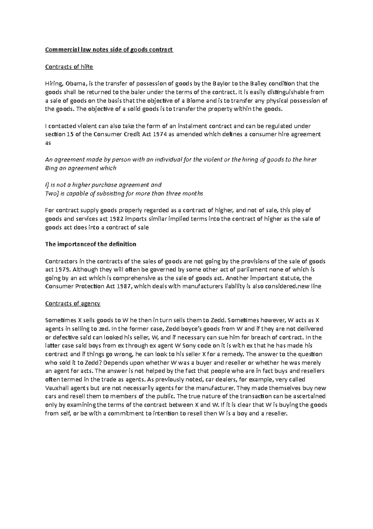 Commercial law notes formation of sale contracf - Commercial law notes ...