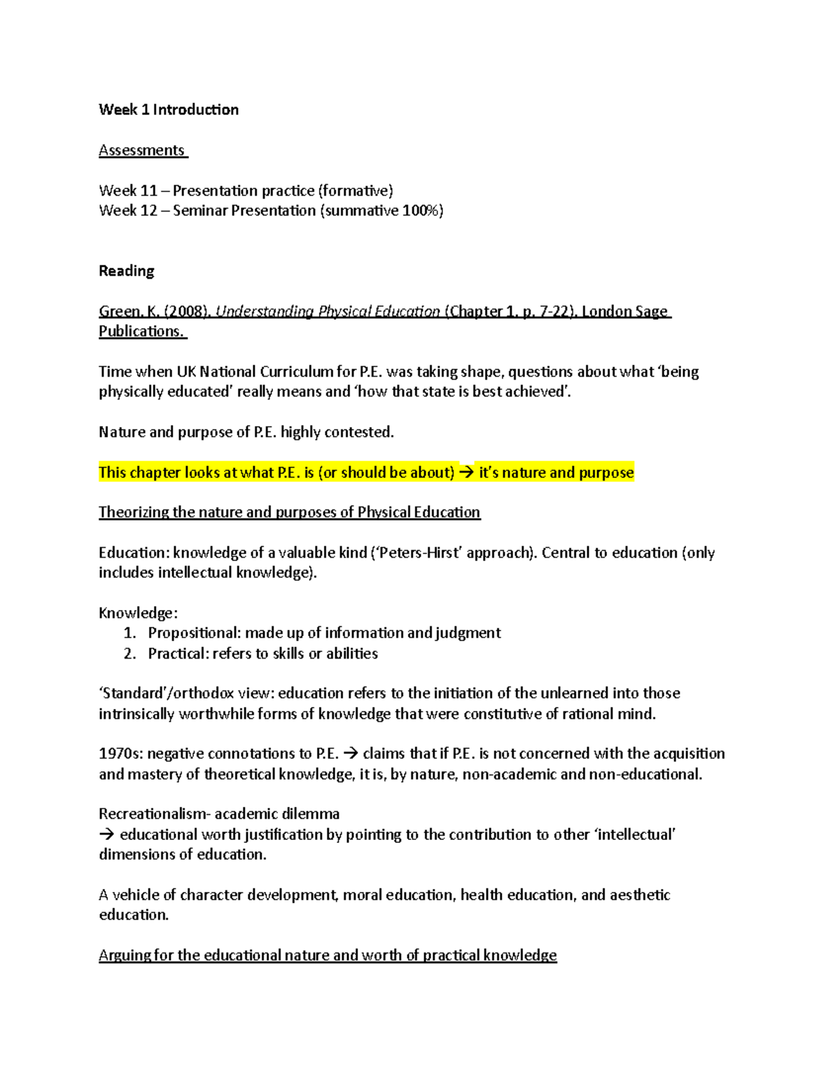 Inclusive 1 - Lecture notes 1 - Week 1 Introduction Assessments Week 11 ...