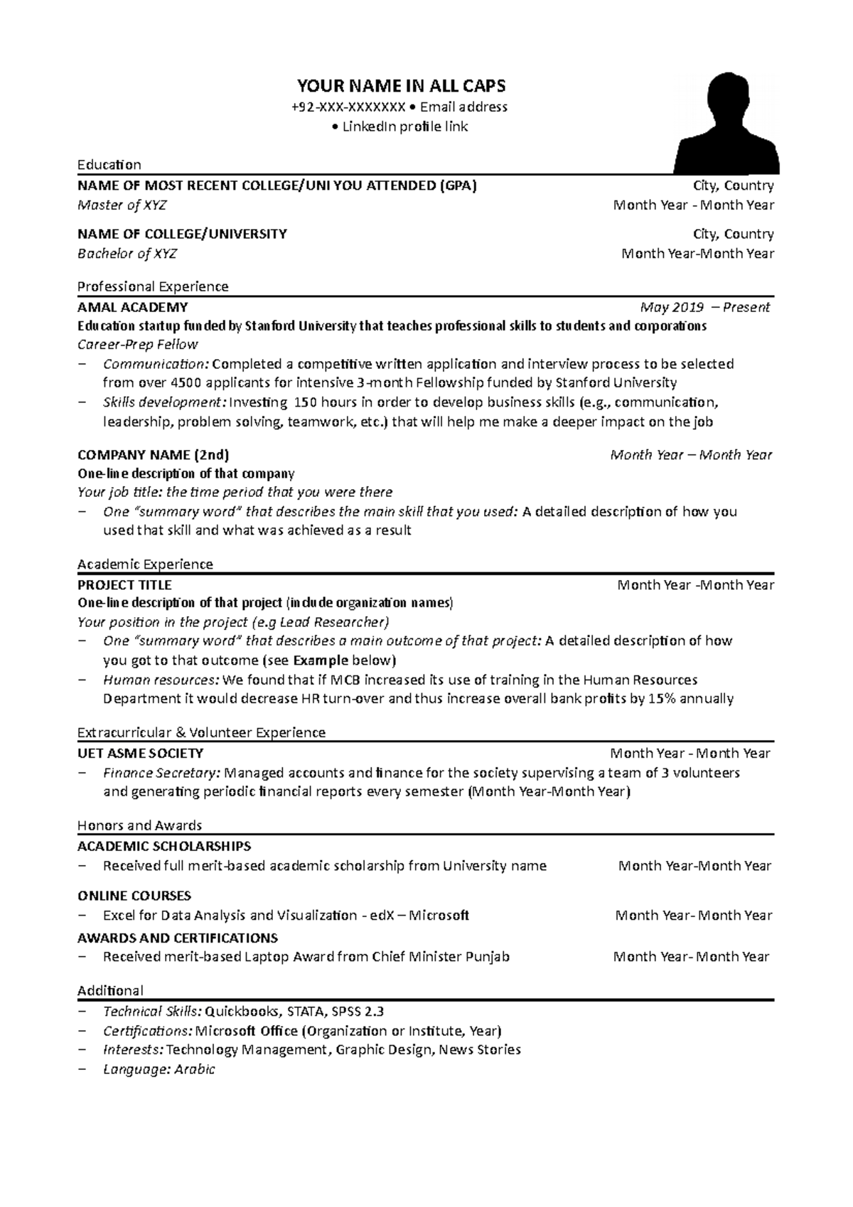 618983813 Amal Resume Template - YOUR NAME IN ALL CAPS +92-XXX-XXXXXXX ...