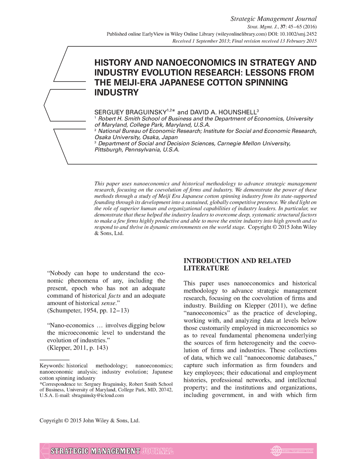 Session 6 History And Nanoeconomics In Strategy And Industry Evolution Research Studeersnel