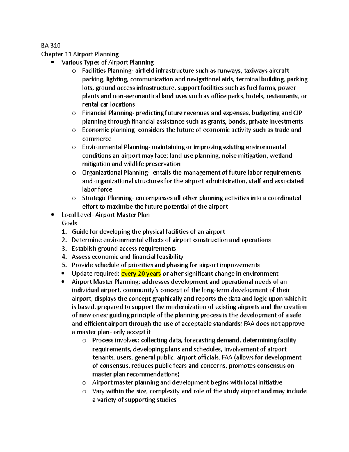 ba-310-chapter-11-notes-airport-planning-ba-310-chapter-11-airport