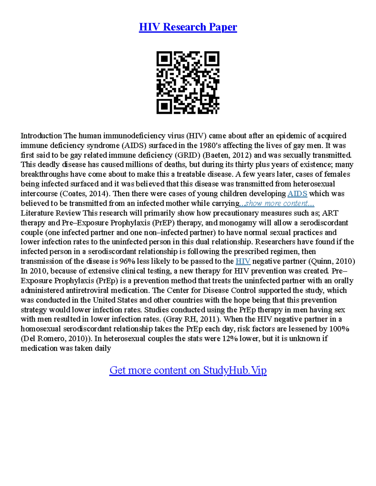 Research Paper Essays - HIV Research Paper Introduction The human ...