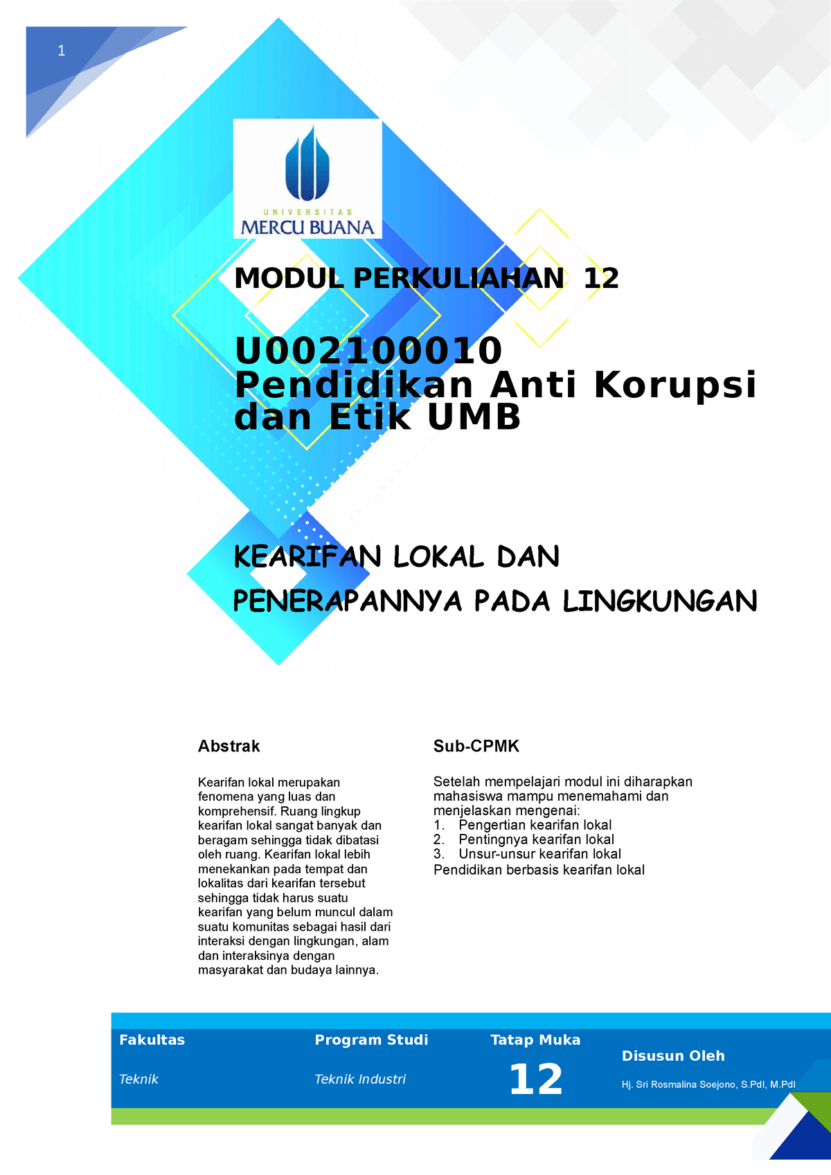 Modul Pendidikan Anti Korupsi Dan Etik UMB [TM13] - 1 MODUL PERKULIAHAN ...