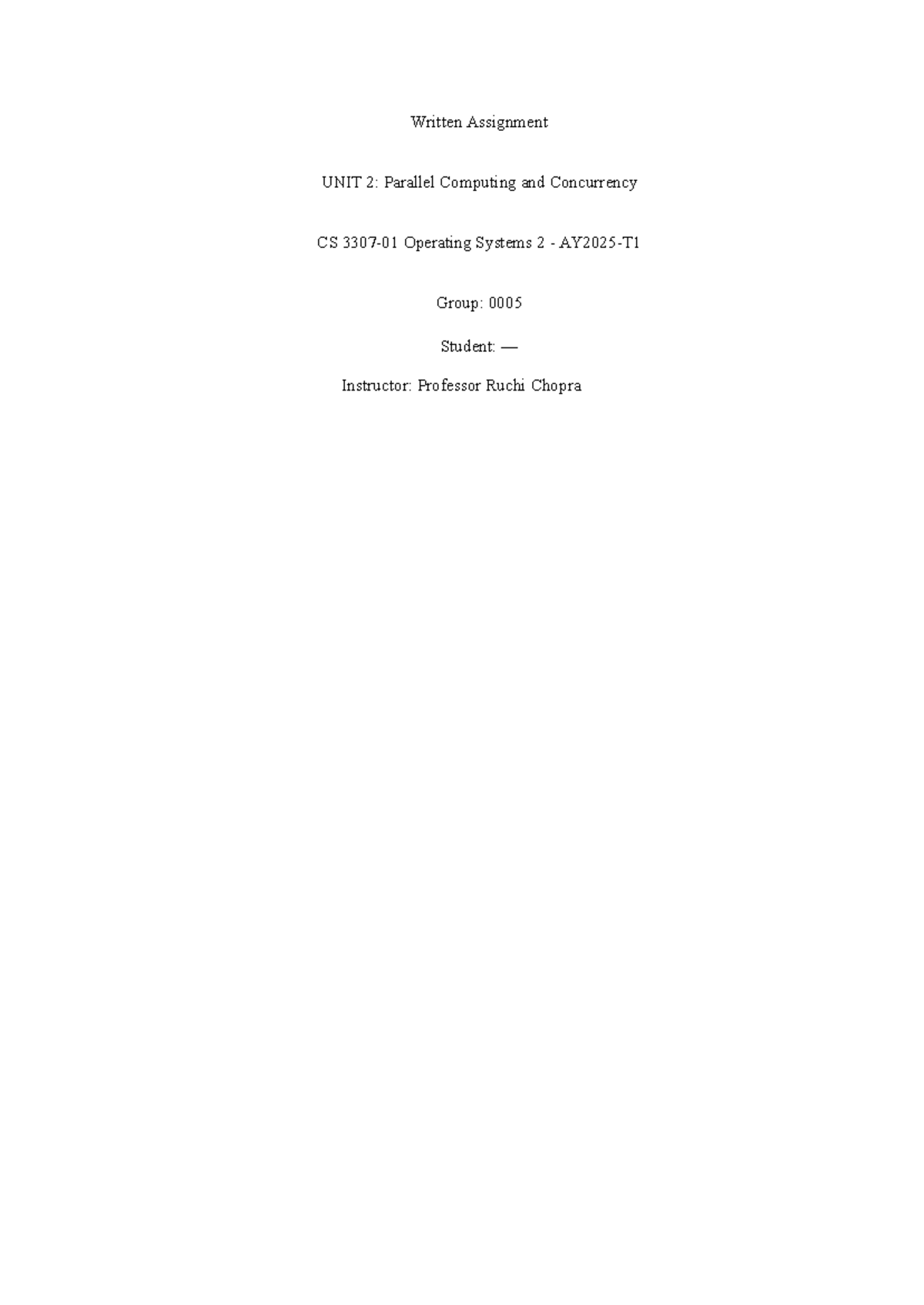 OS2 U2 WA - CS 3307 Written Assignment Unit 2 - Written Assignment UNIT ...