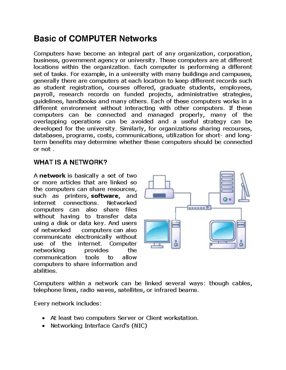 Basic Of Computer Networks - Basic Of COMPUTER Networks Computers Have ...