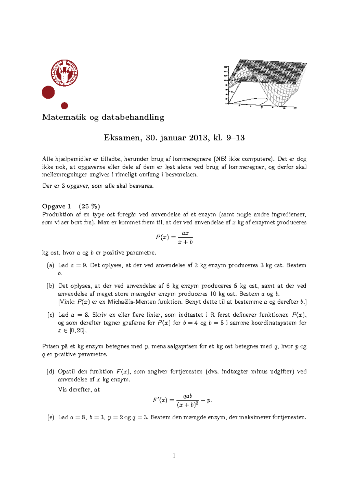 Eksamen I Matematik Og Databehandling (30-01-2013) - 0 2 4 6 8 10 12 14 ...