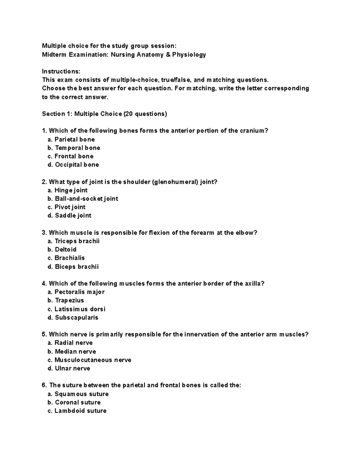 Multiple choice for the study group session - Choose the best answer ...
