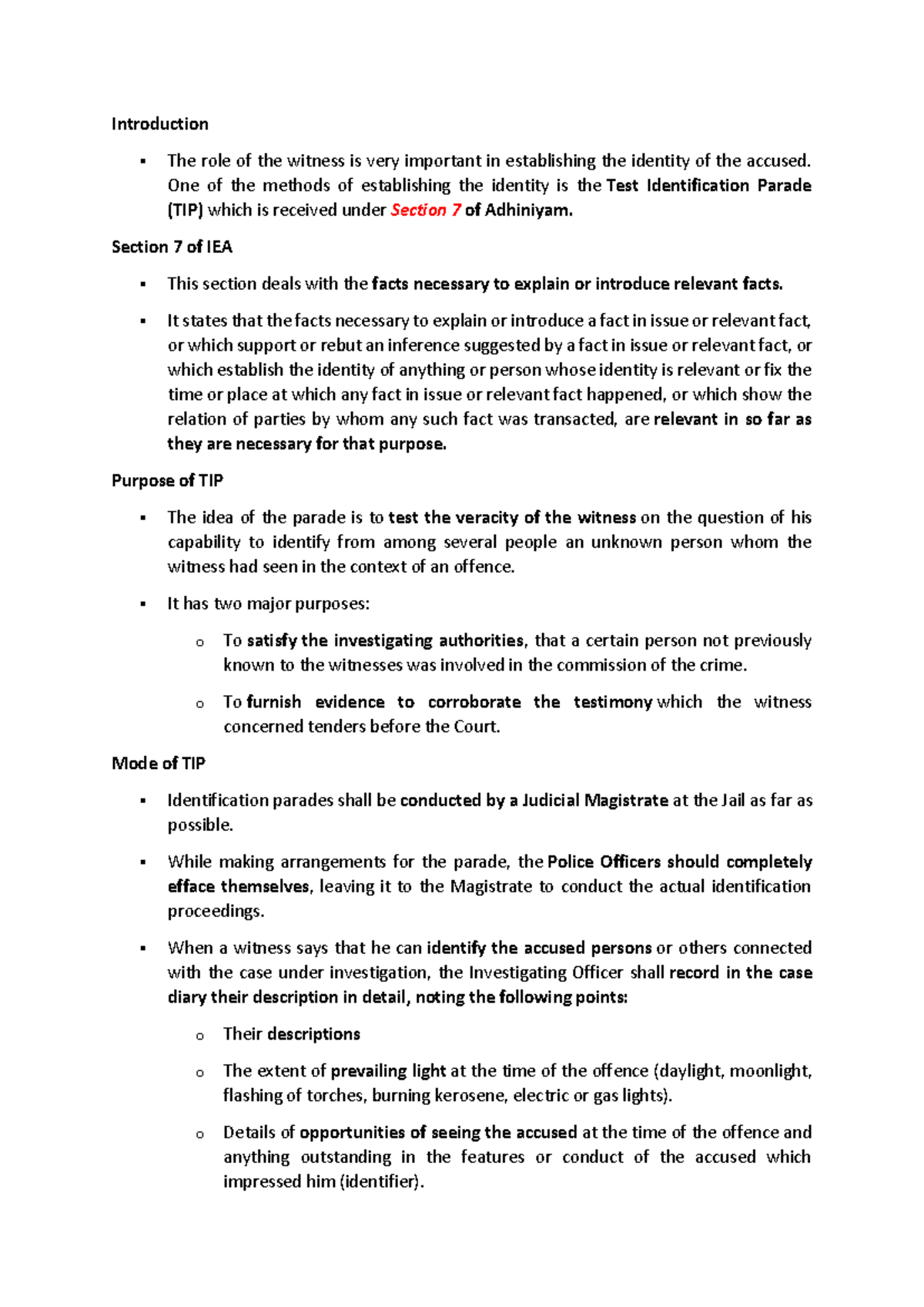 test identification parade research paper