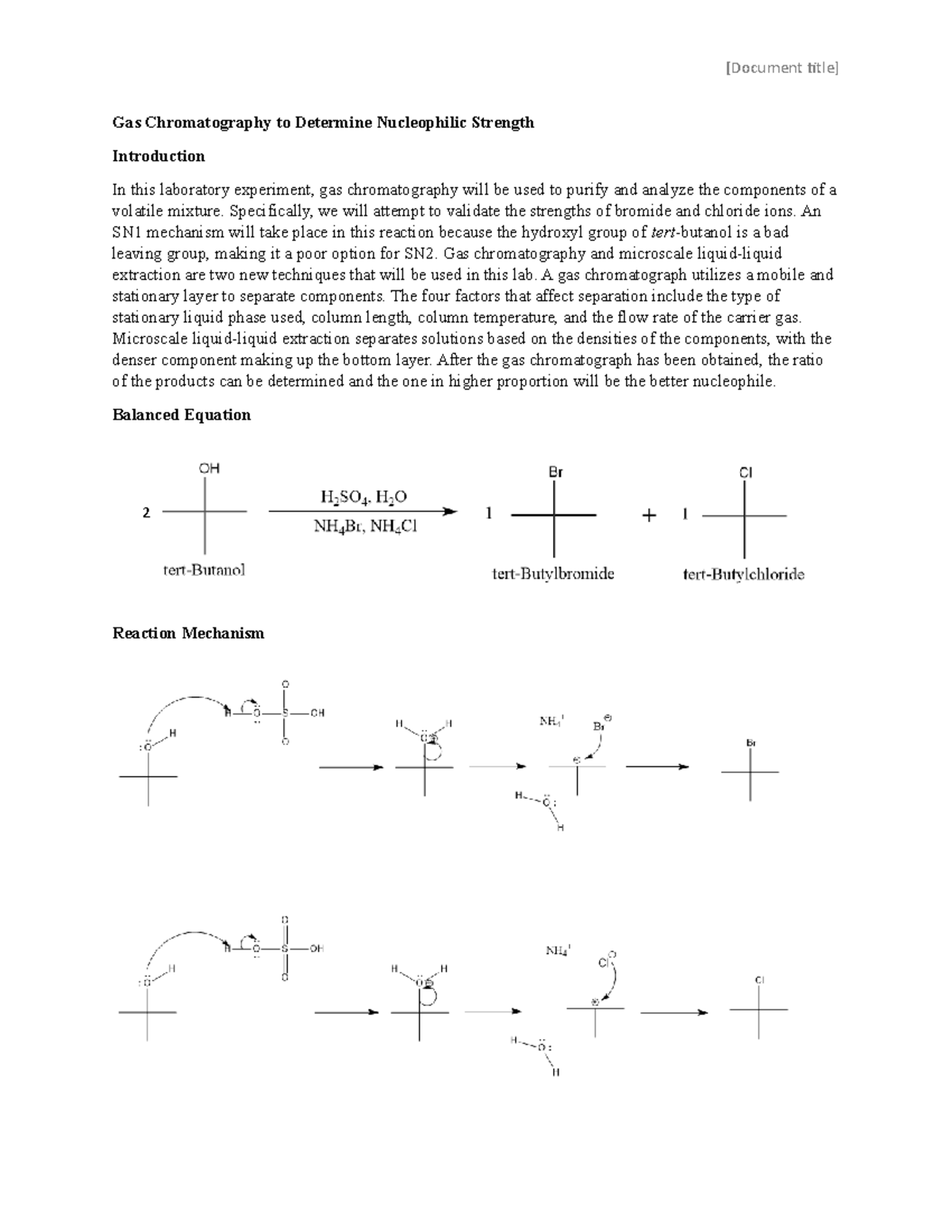 Gas Chromatography Lab - CHEM 2211L - UGA - Studocu