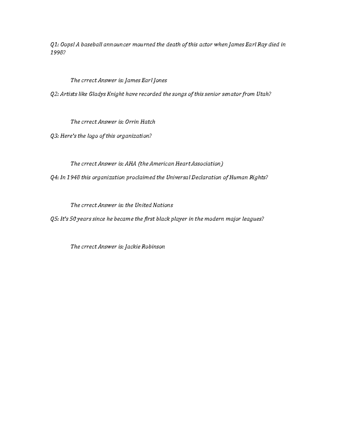 5 Slides for XUTJ sadasdasd Q1 Oops! A baseball announcer mourned