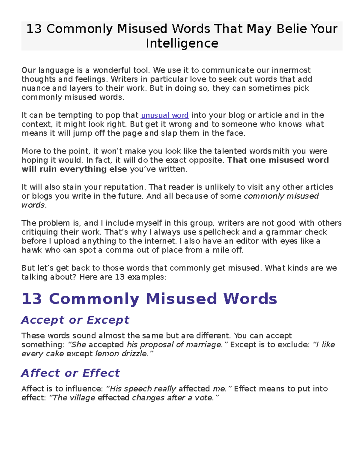 13 Commonly Misused Words 2 - 13 Commonly Misused Words That May Belie ...