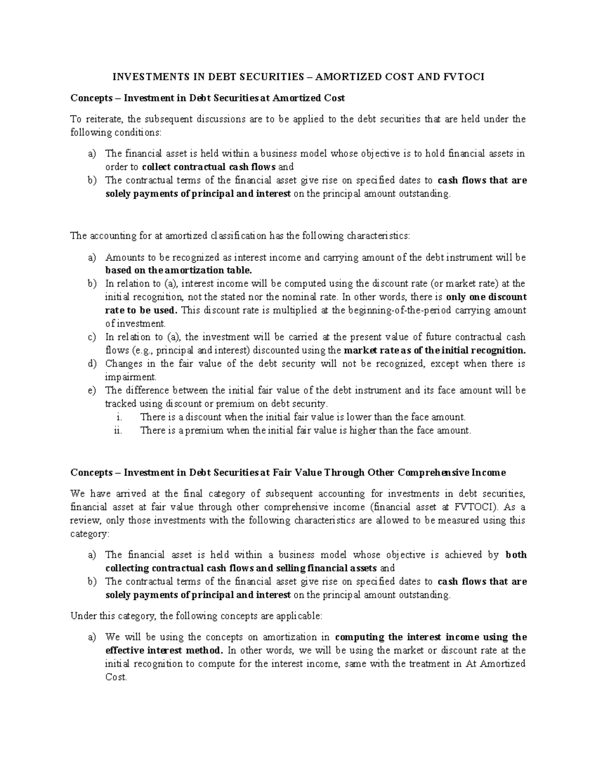 Amortized COST AND Fvtoci - INVESTMENTS IN DEBT SECURITIES – AMORTIZED ...