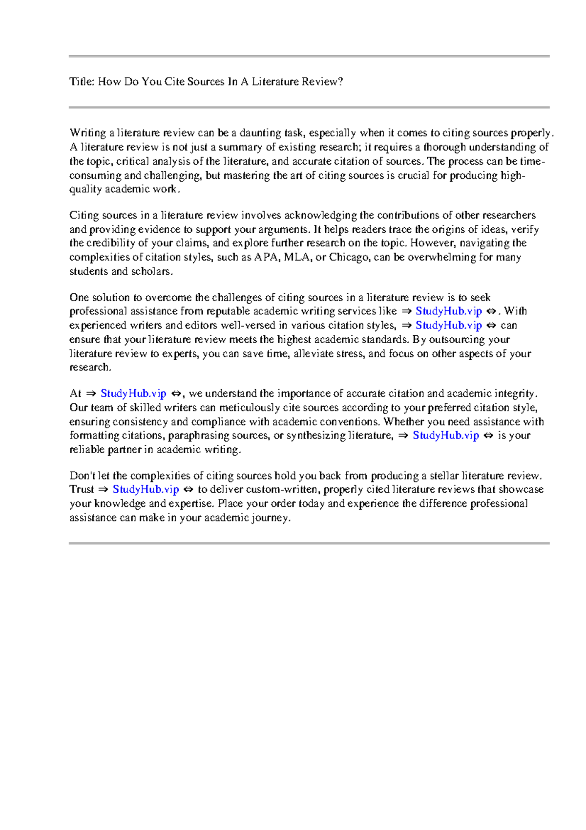 How Do You Cite Sources In A Literature Review - A literature review is ...