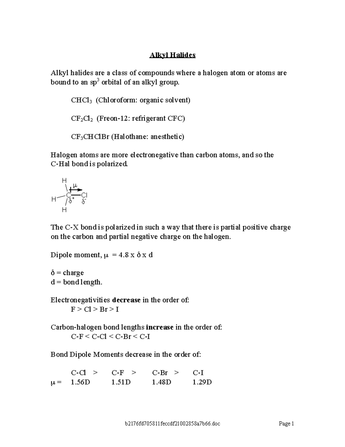 Ch06Su08 - Organic chemistry 202 - Alkyl Halides Alkyl halides are a ...
