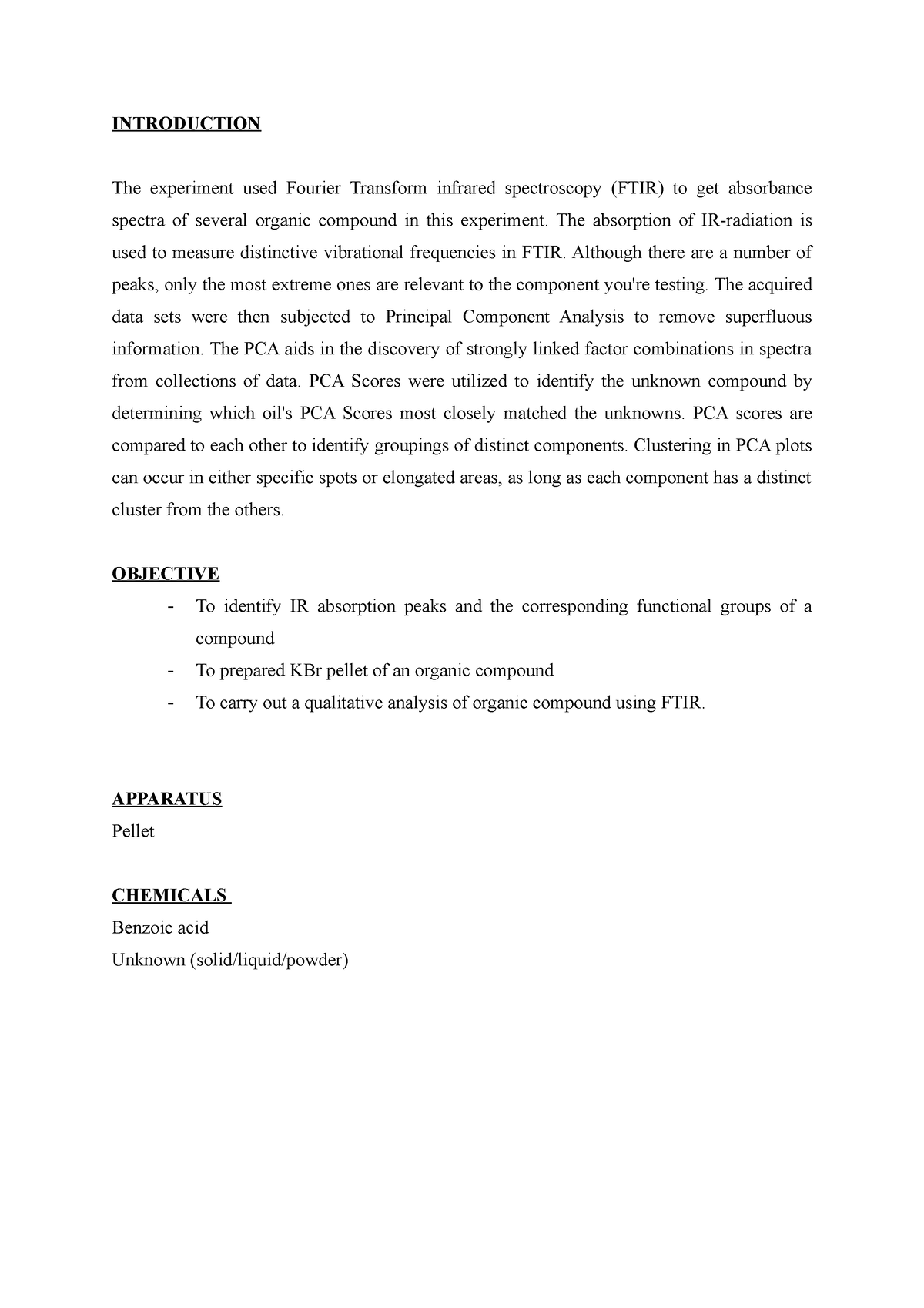 CHM260 EXP 3 LAB Report - INTRODUCTION The Experiment Used Fourier ...