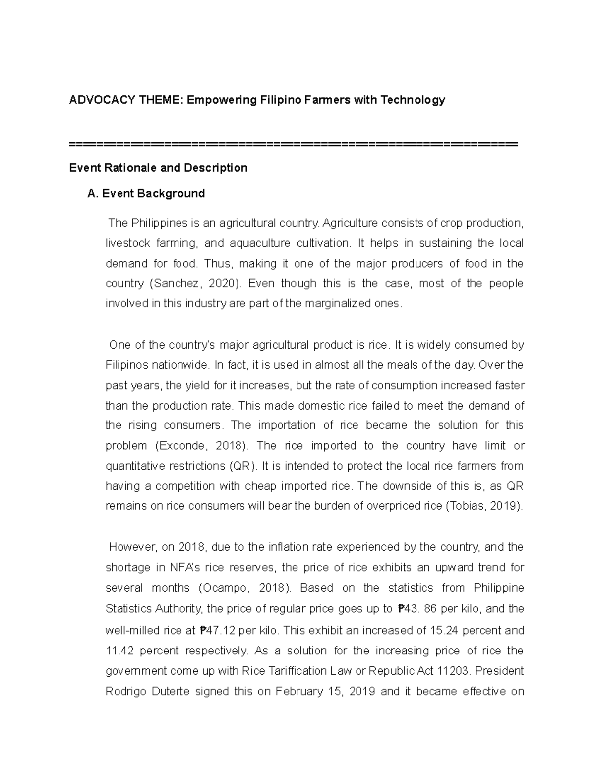 Advocacyplan group 5 127 ADVOCACY THEME Empowering Filipino Farmers