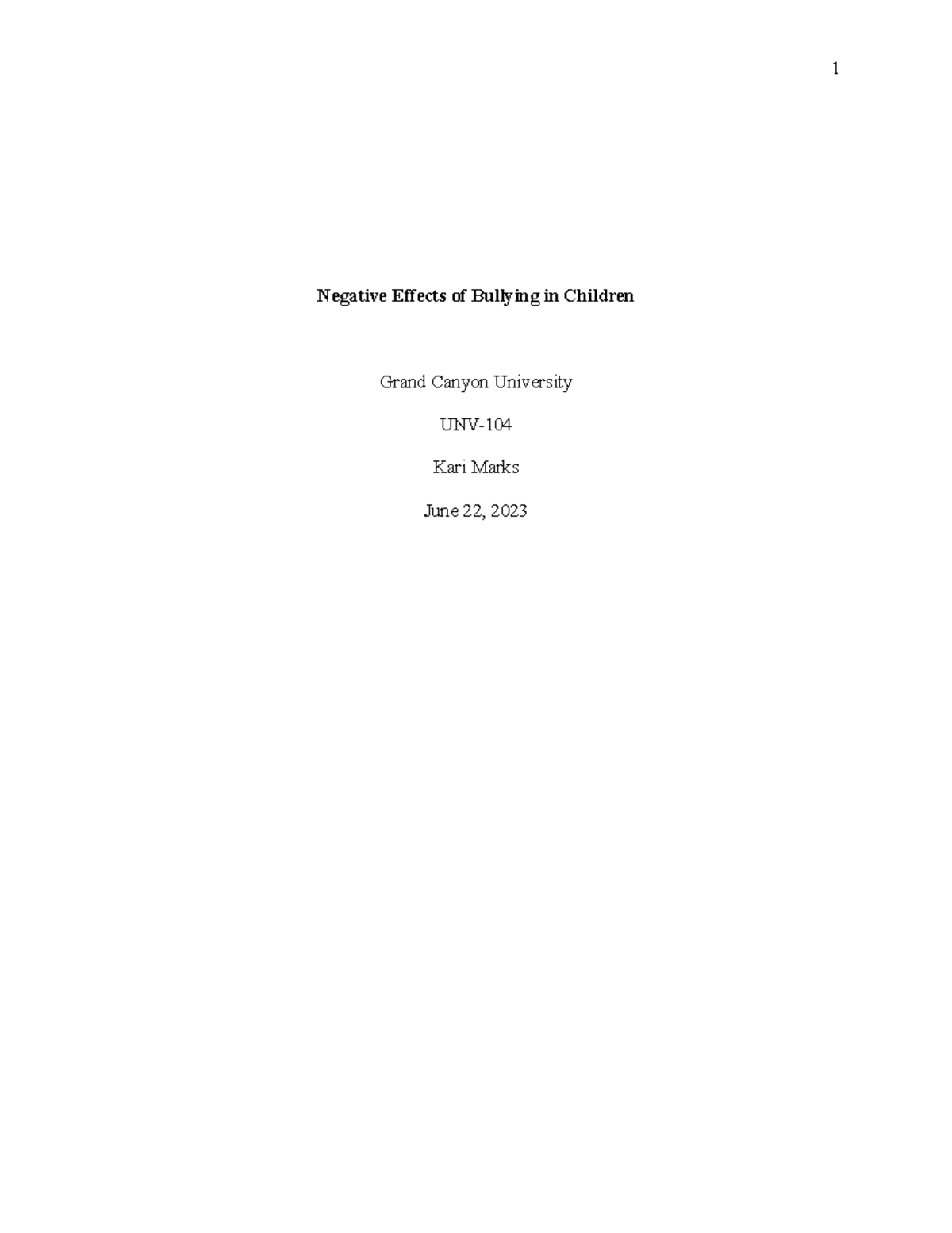 unv 104 expository essay bullying