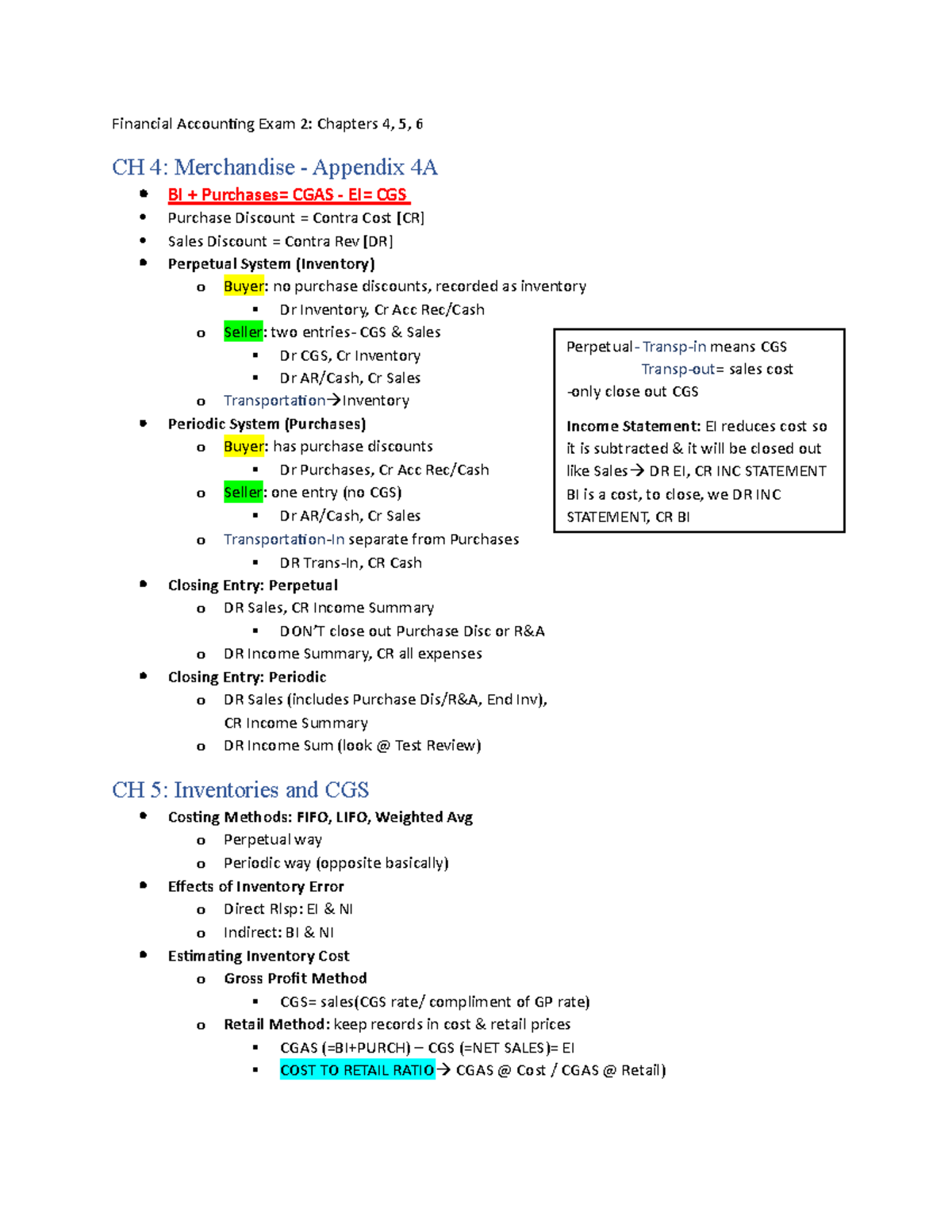Exam 2 Study Guide - Summary Principles Of Financial Accounting ...