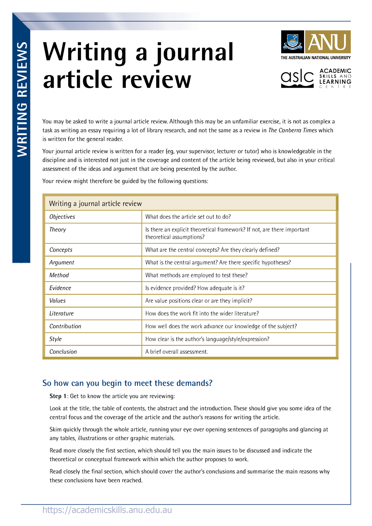 writing a journal article review australian national university canberra australia 2010