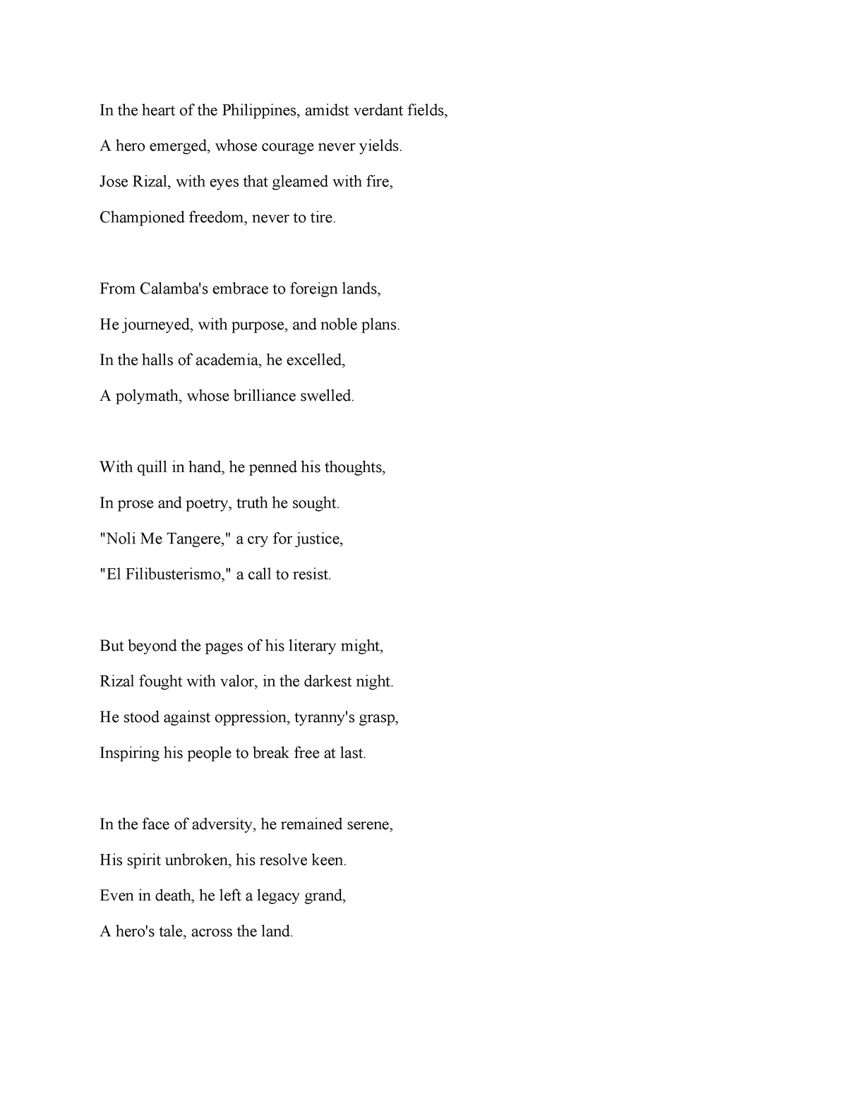 Poem about jose rizal.edited - In the heart of the Philippines, amidst ...